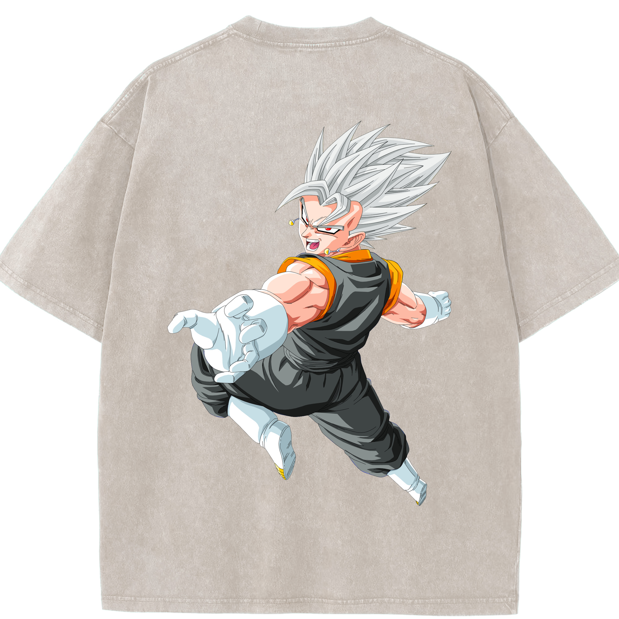 （画像用） ドラゴンボール ベジータ四世（Bejīta Yonsei）DRAGON BALL Vegeta IV 綿100% ヴィンテージ風 半袖Tシャツ（背面プリント）