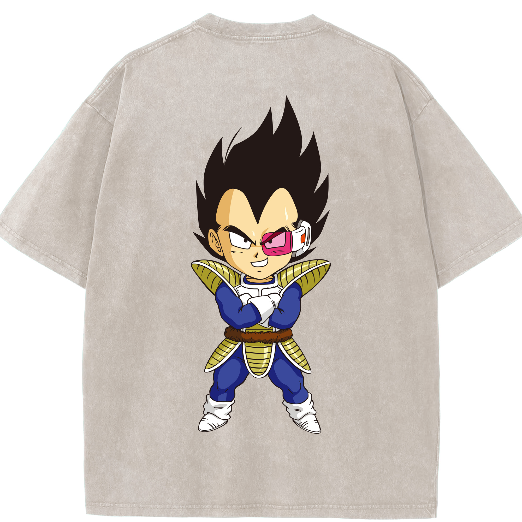 （画像用） ドラゴンボール ベジータ四世（Bejīta Yonsei）DRAGON BALL Vegeta IV 綿100% ヴィンテージ風 半袖Tシャツ（背面プリント）