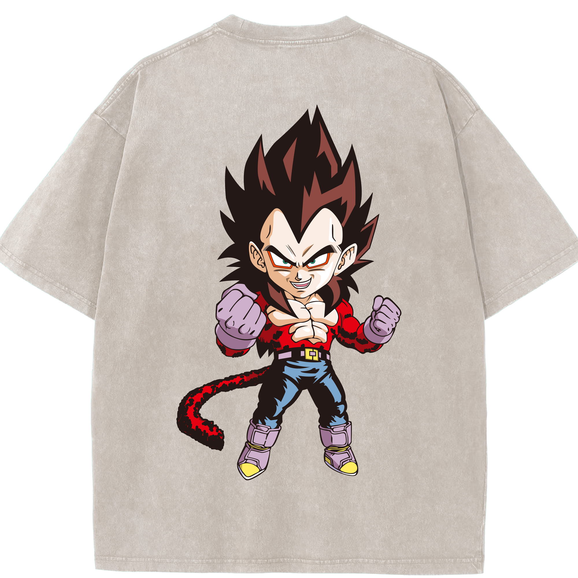 （画像用） ドラゴンボール ベジータ四世（Bejīta Yonsei）DRAGON BALL Vegeta IV 綿100% ヴィンテージ風 半袖Tシャツ（背面プリント）