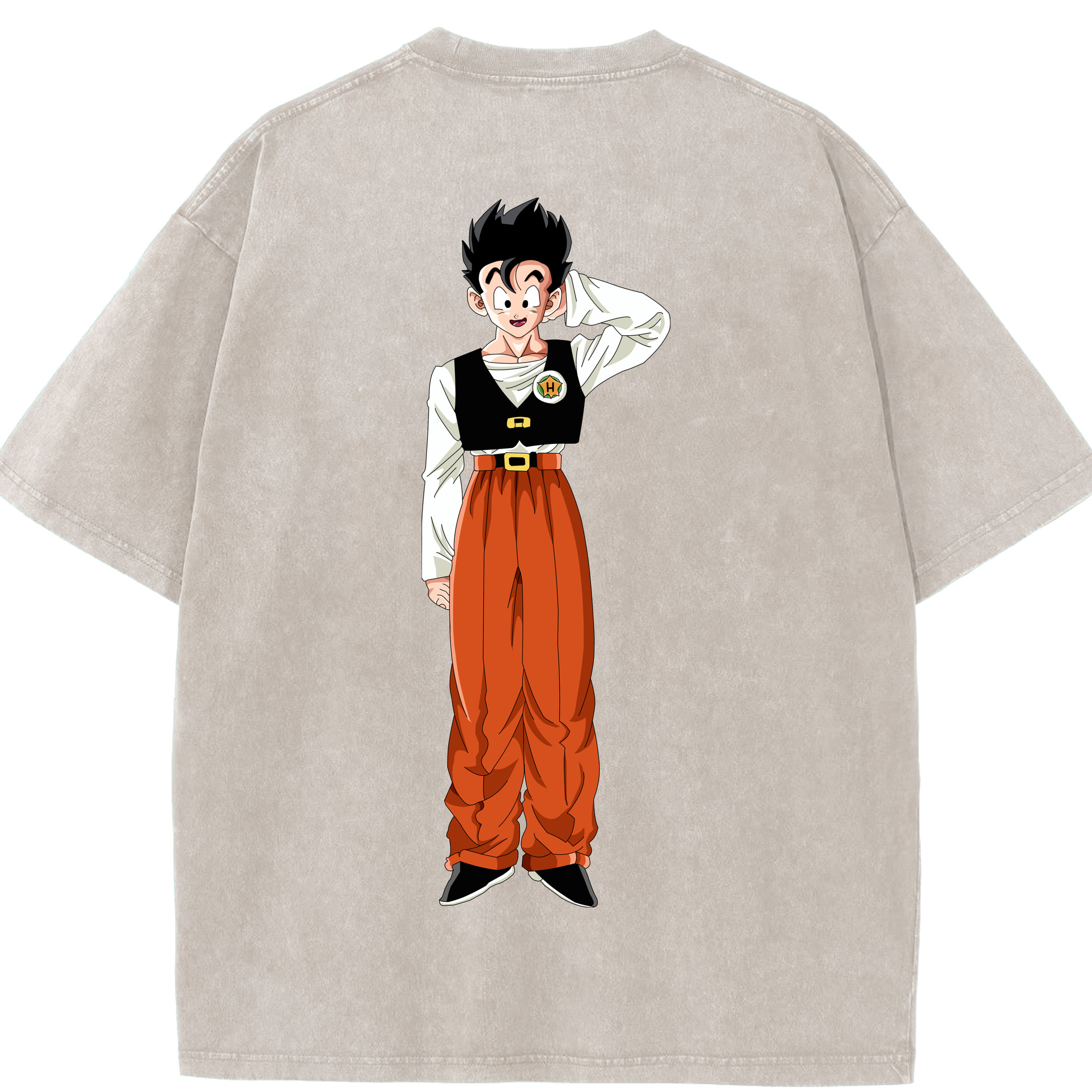 （画像用） ドラゴンボール 孫 悟飯（そんごはん）DRAGON BALL Son Gohan 綿100% ヴィンテージ風 半袖Tシャツ（背面プリント）