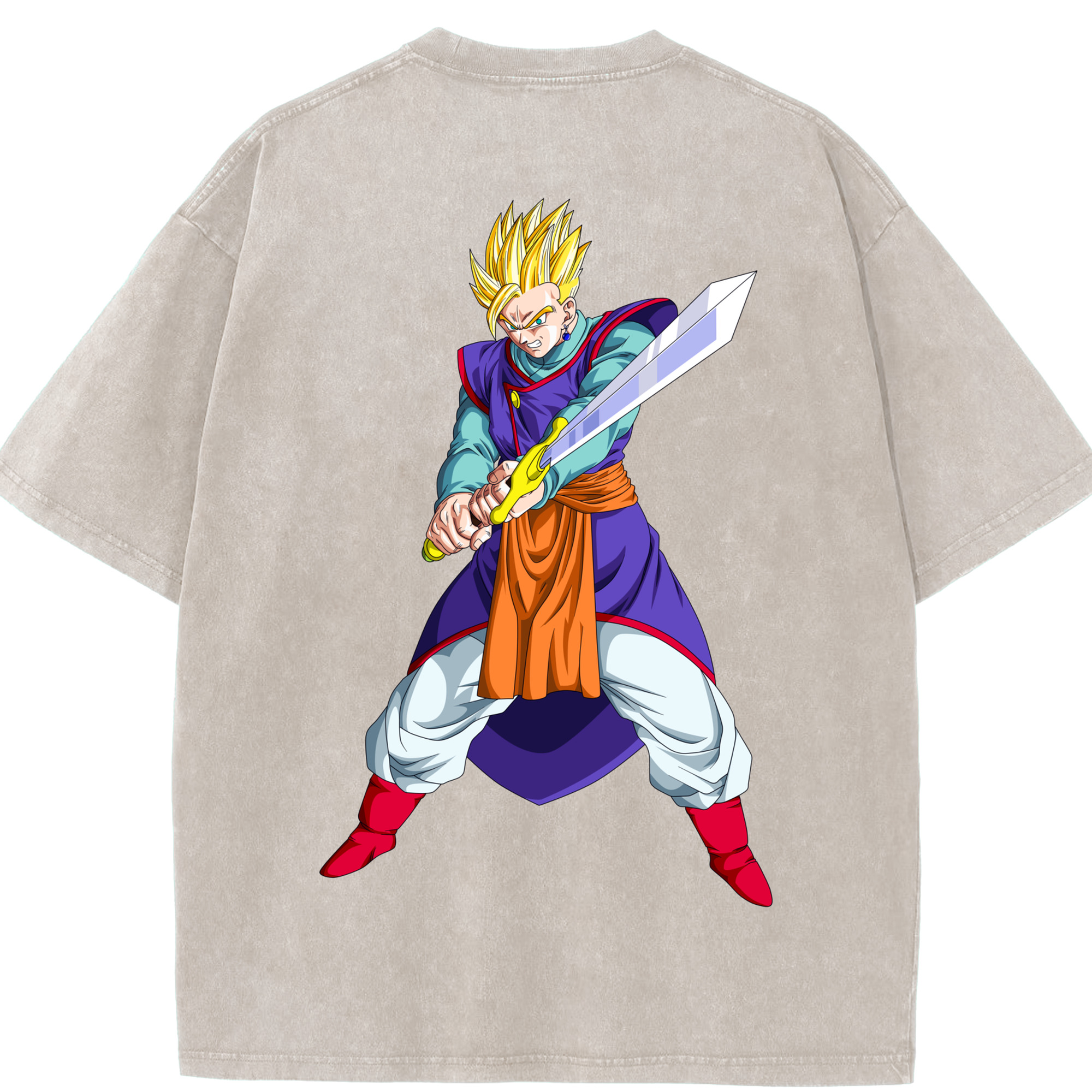 （画像用） ドラゴンボール 孫 悟飯（そんごはん）DRAGON BALL Son Gohan 綿100% ヴィンテージ風 半袖Tシャツ（背面プリント）