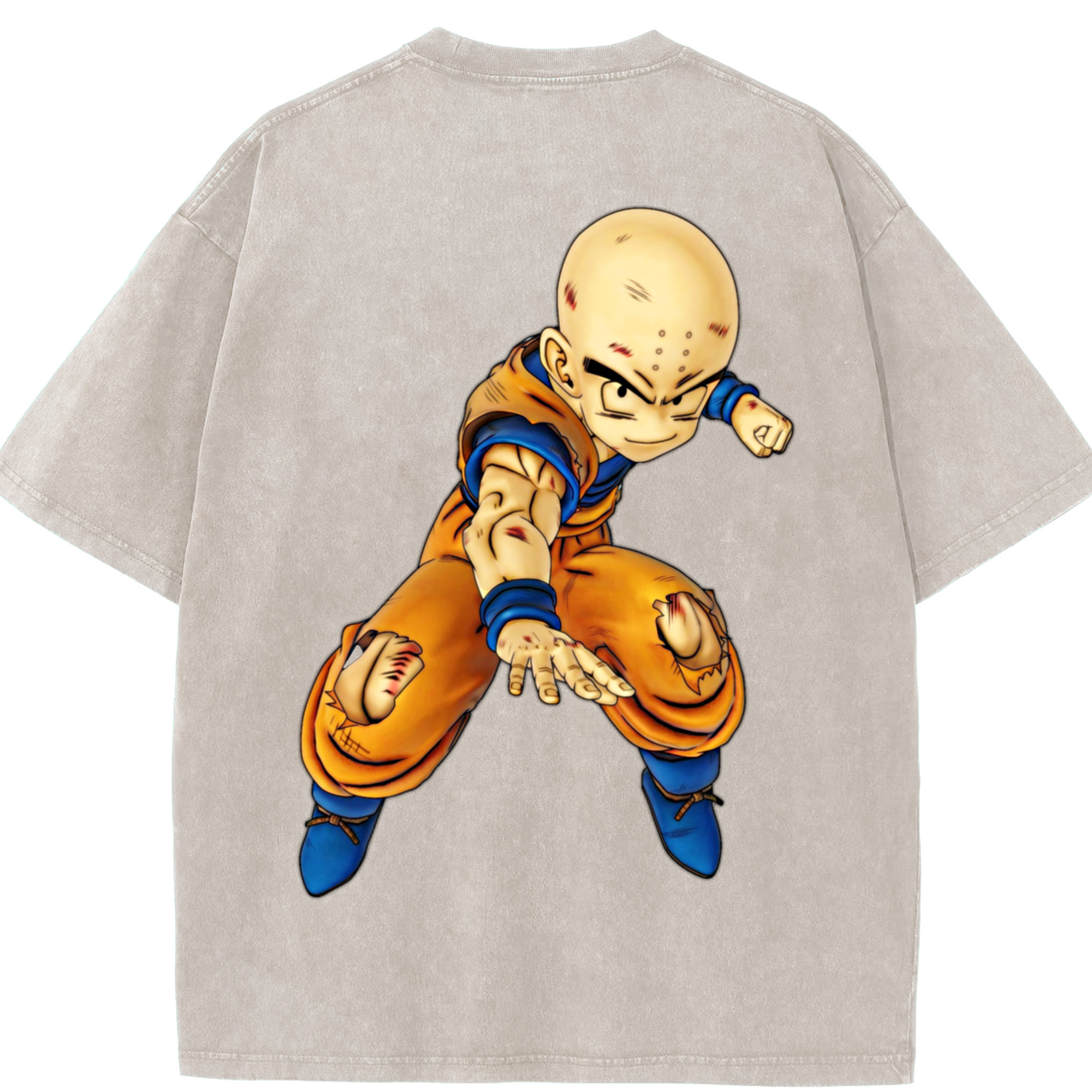 （画像用） ドラゴンボール クリリン DRAGON BALL krillin 綿100% ヴィンテージ風 半袖Tシャツ（背面プリント）