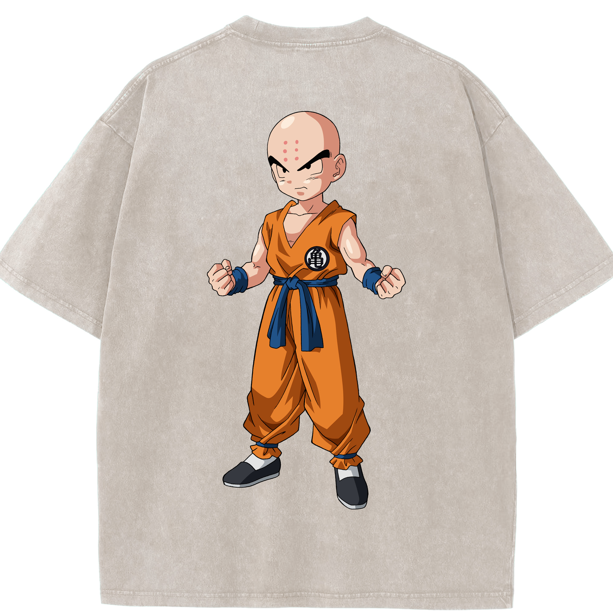 （画像用） ドラゴンボール クリリン DRAGON BALL krillin 綿100% ヴィンテージ風 半袖Tシャツ（背面プリント）