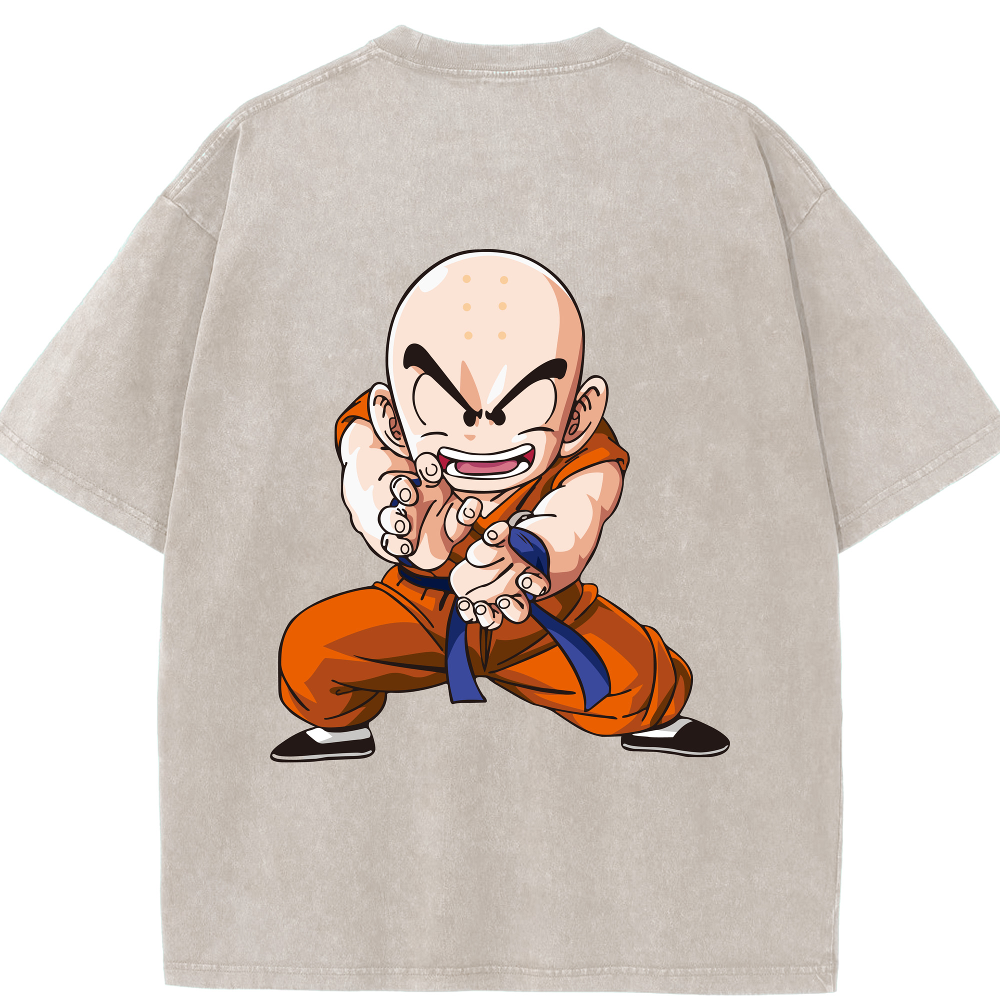 （画像用） ドラゴンボール クリリン DRAGON BALL krillin 綿100% ヴィンテージ風 半袖Tシャツ（背面プリント）