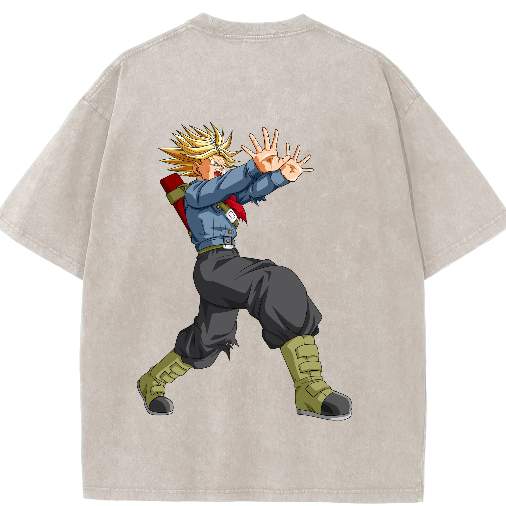 （画像用） ドラゴンボール トランクス（Torankusu）DRAGON BALL Trunks 綿100% ヴィンテージ風 半袖Tシャツ（背面プリント）