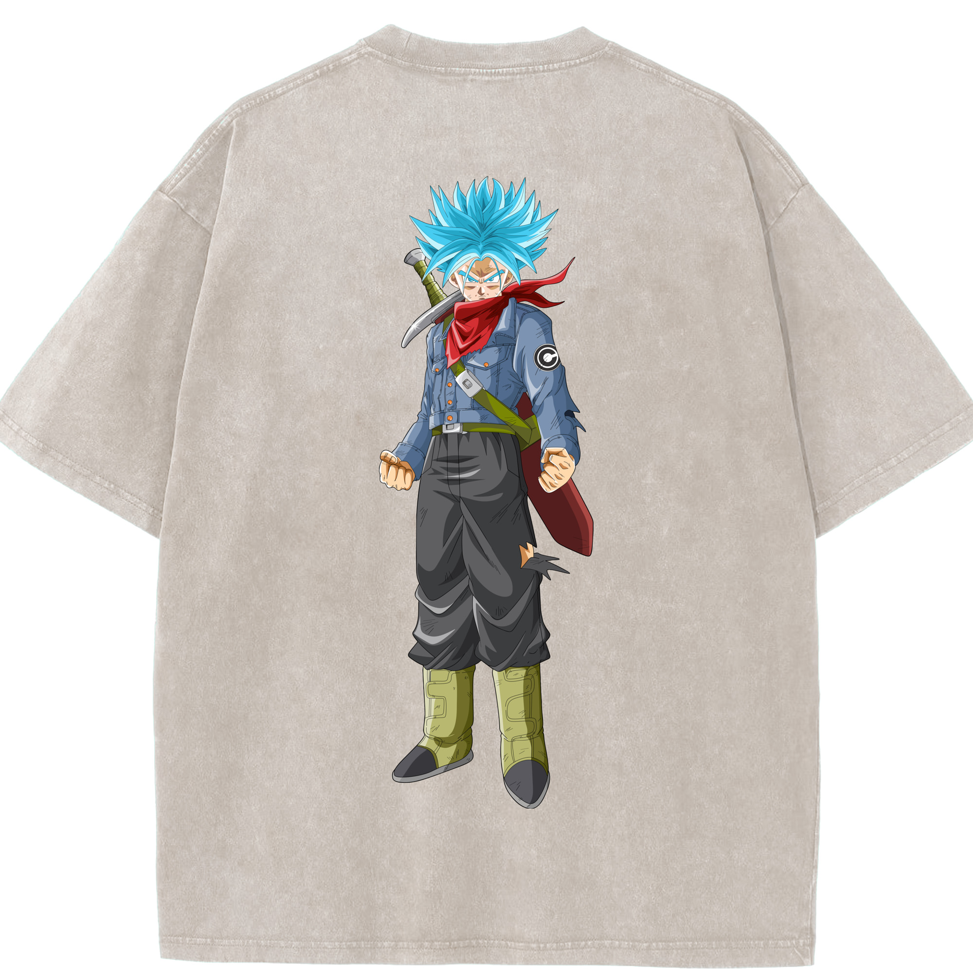 （画像用） ドラゴンボール トランクス（Torankusu）DRAGON BALL Trunks 綿100% ヴィンテージ風 半袖Tシャツ（背面プリント）