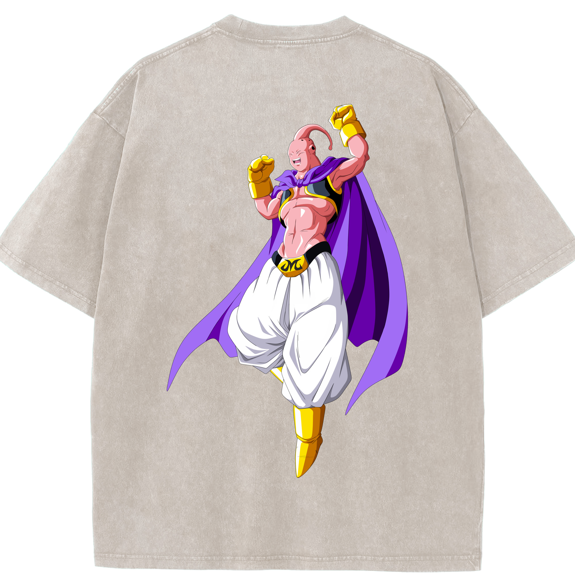 （画像用） ドラゴンボール 魔人ブウ DRAGON BALL Majin Buu 綿100% ヴィンテージ風 半袖Tシャツ（背面プリント）