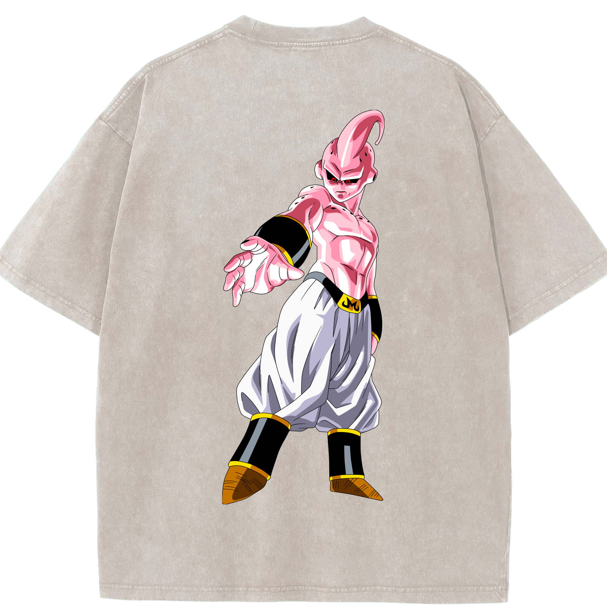 （画像用） ドラゴンボール 魔人ブウ DRAGON BALL Majin Buu 綿100% ヴィンテージ風 半袖Tシャツ（背面プリント）