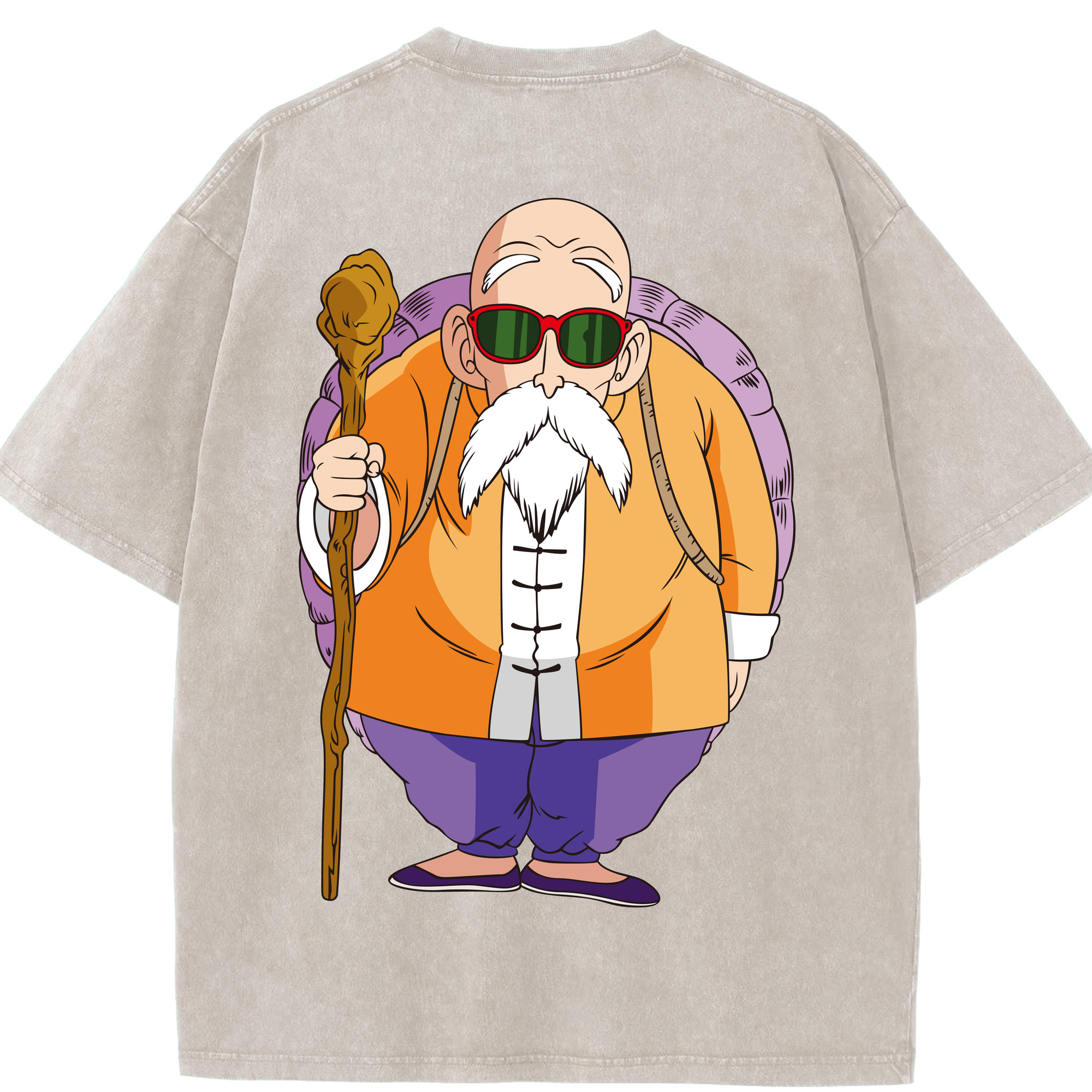 （画像用） ドラゴンボール 亀仙人（かめせんにん） DRAGON BALL Master Roshi Kame Sennin 綿100% ヴィンテージ風 半袖Tシャツ（背面プリント）