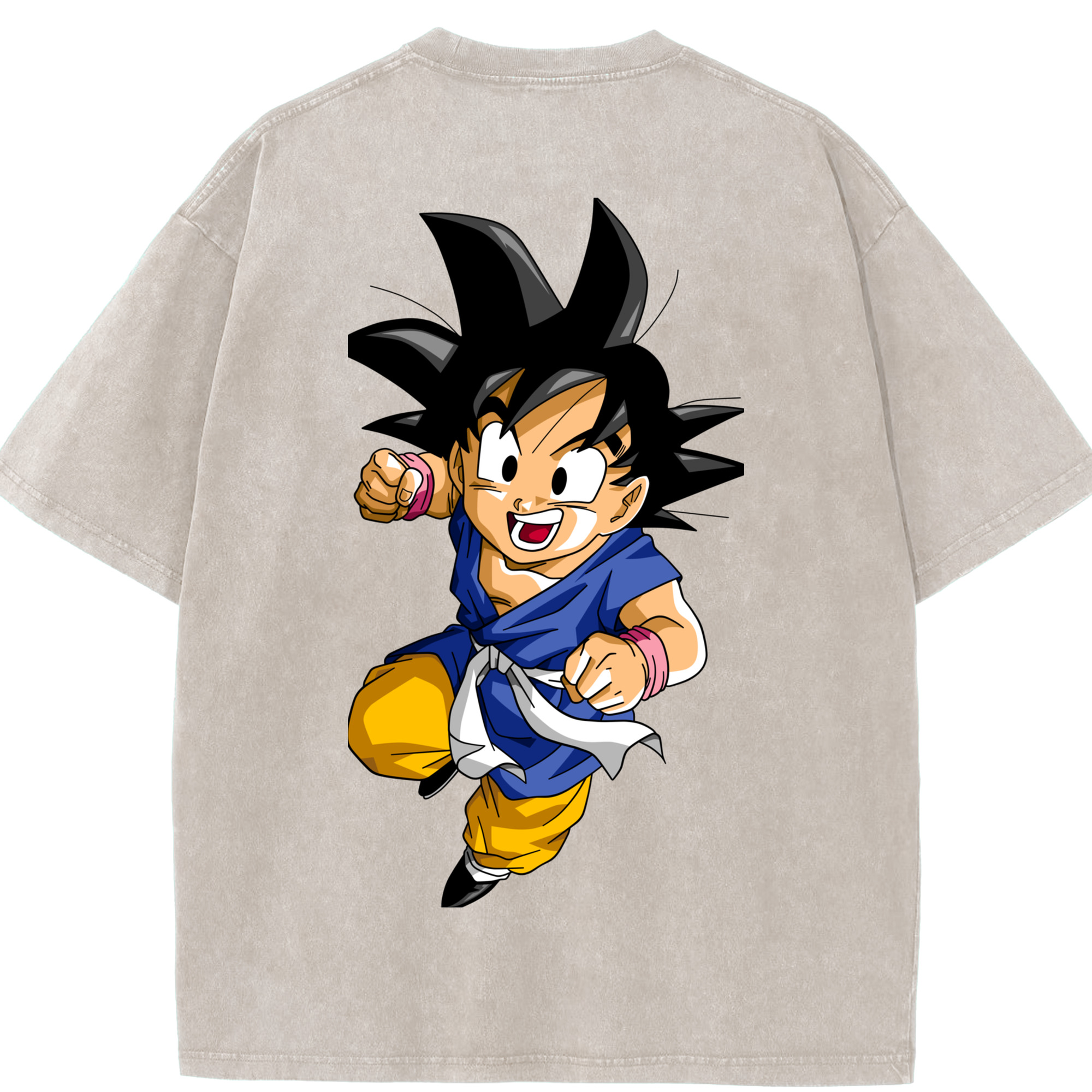 （画像用） ドラゴンボール 孫悟天 そん ごてん DRAGON BALL Son Goten 綿100% ヴィンテージ風 半袖Tシャツ（背面プリント）