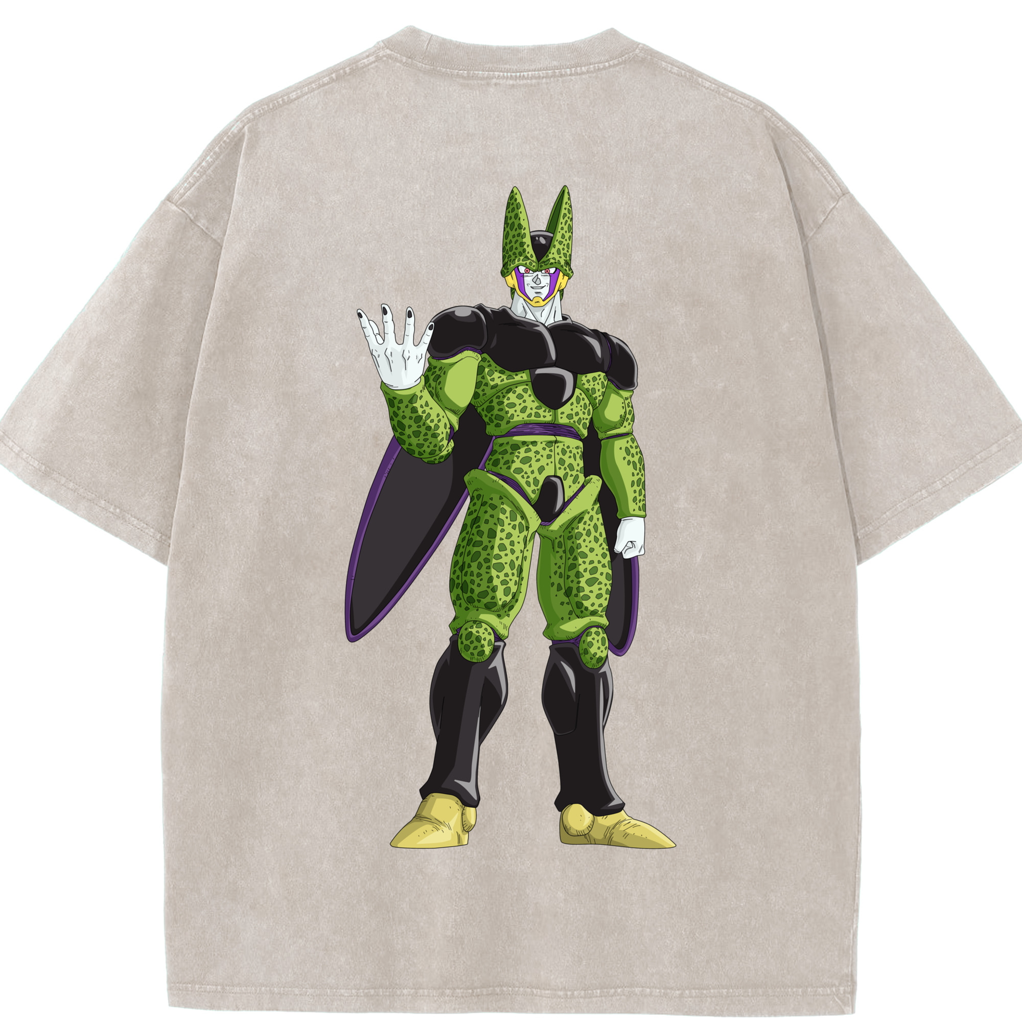 （画像用） ドラゴンボール セル DRAGON BALL Cell 綿100% ヴィンテージ風 半袖Tシャツ（背面プリント）