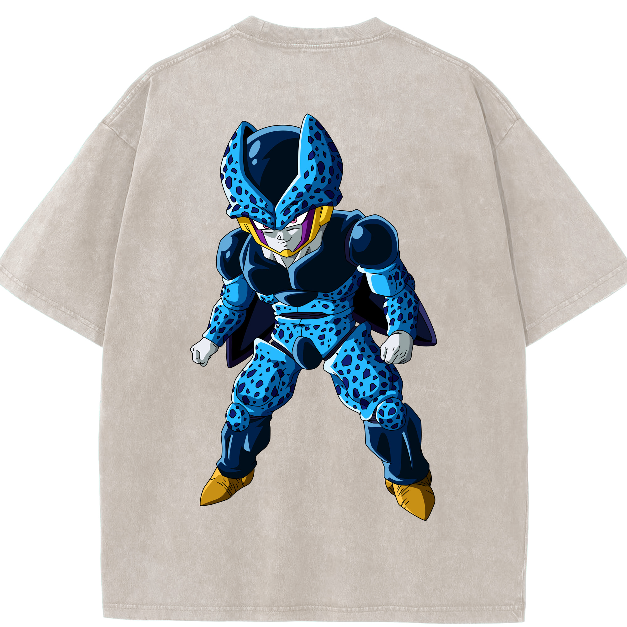 （画像用） ドラゴンボール セル DRAGON BALL Cell 綿100% ヴィンテージ風 半袖Tシャツ（背面プリント）