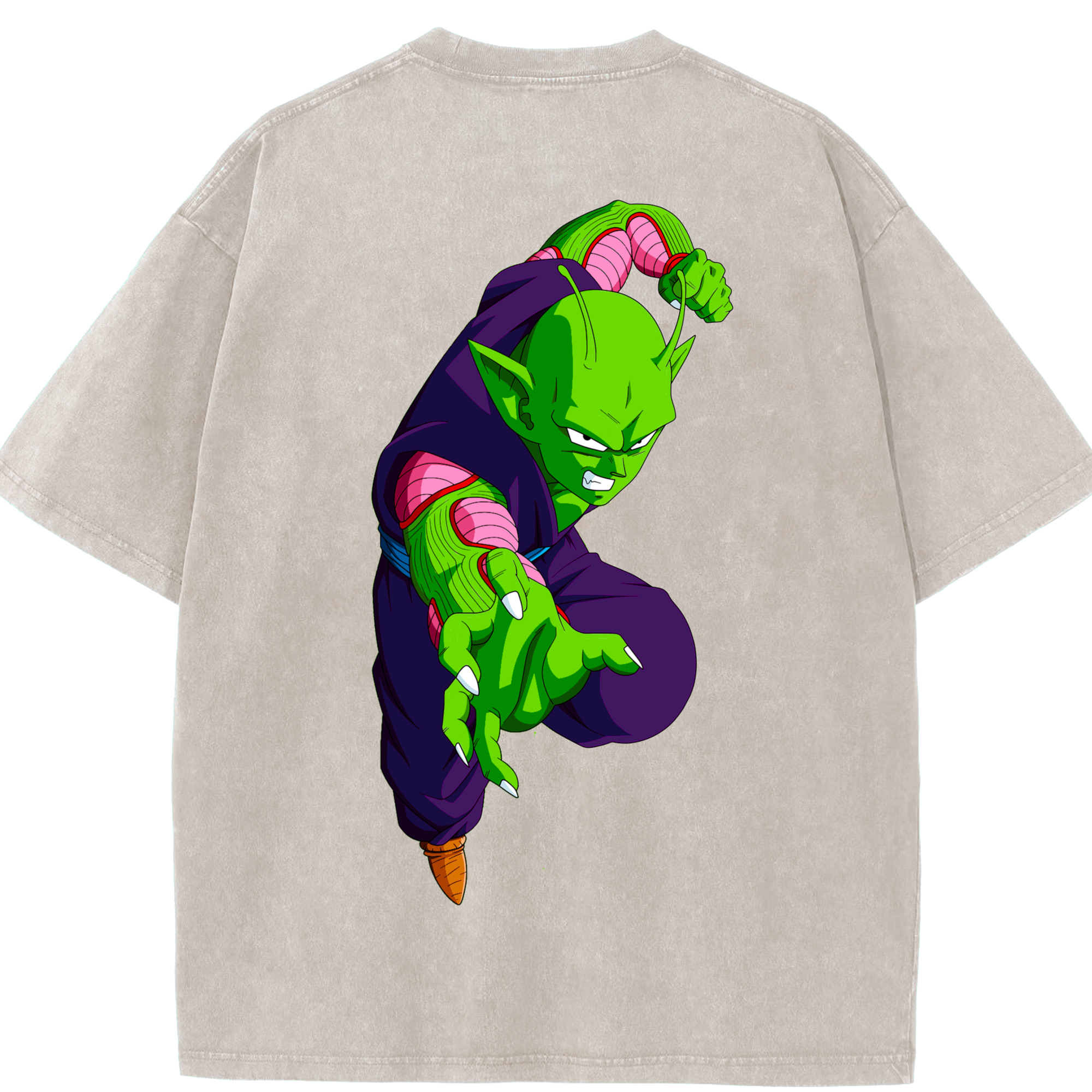 （画像用） ドラゴンボール ピッコロ DRAGON BALL Piccolo 綿100% ヴィンテージ風 半袖Tシャツ（背面プリント）