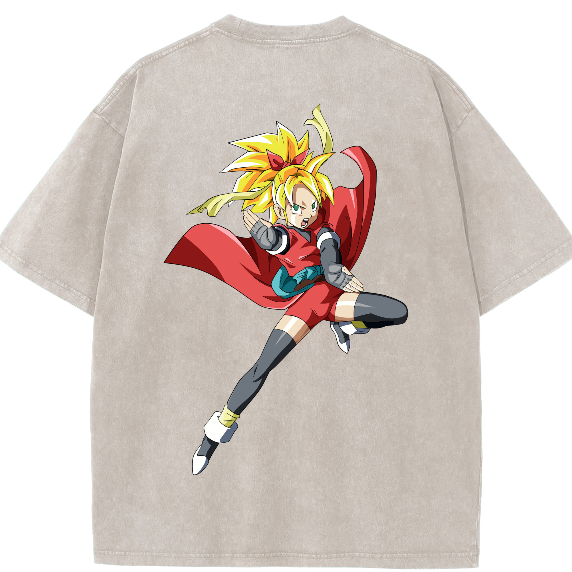 （画像用） ドラゴンボール カリフラ DRAGON BALL Caulifla 綿100% ヴィンテージ風 半袖Tシャツ（背面プリント）