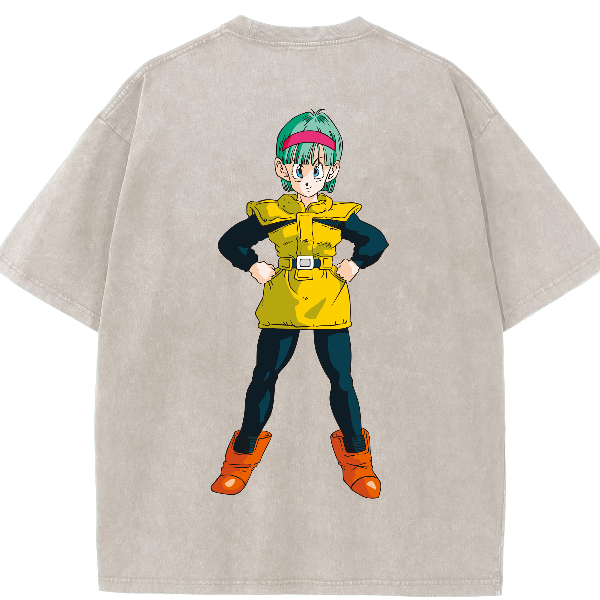（画像用） ドラゴンボール ブルマ DRAGON BALL Bulma 綿100% ヴィンテージ風 半袖Tシャツ（背面プリント）
