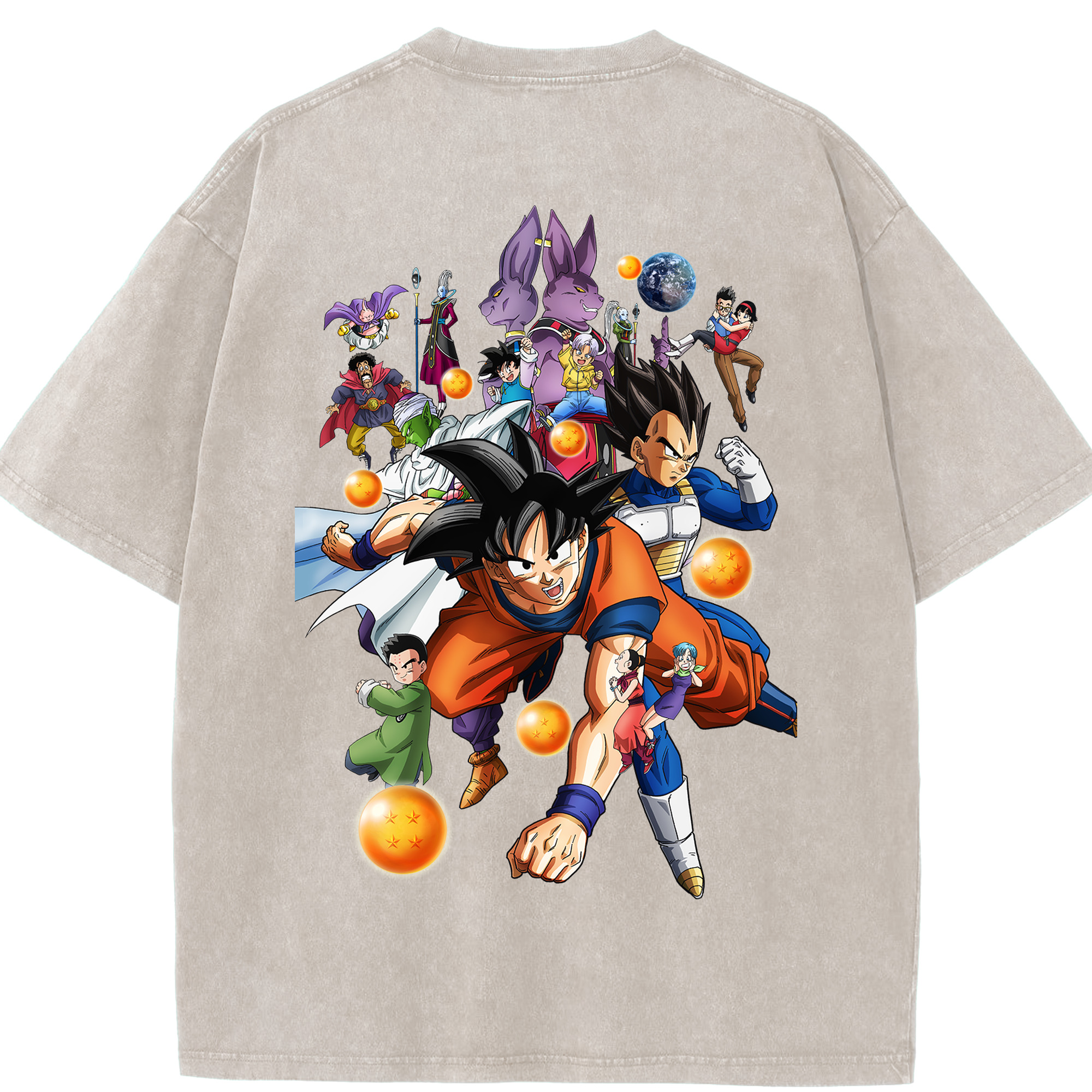 （画像用） ドラゴンボール DRAGON BALL 綿100% ヴィンテージ風 半袖Tシャツ（背面プリント）