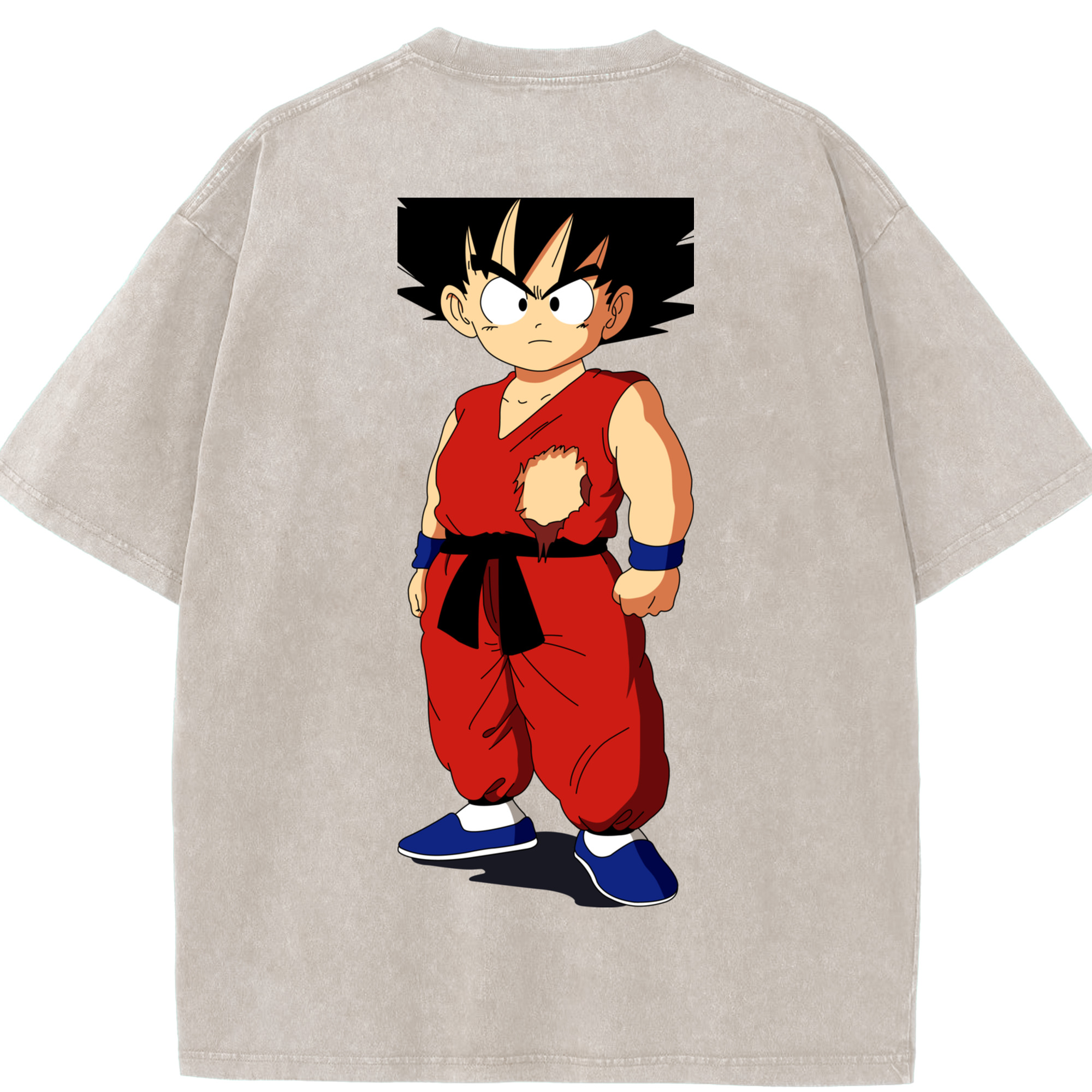 （画像用） ドラゴンボール 孫悟空（そん ごくう）Son Goku カカロット DRAGON BALL Kakarotto 綿100% ヴィンテージ風 半袖Tシャツ（背面プリント）