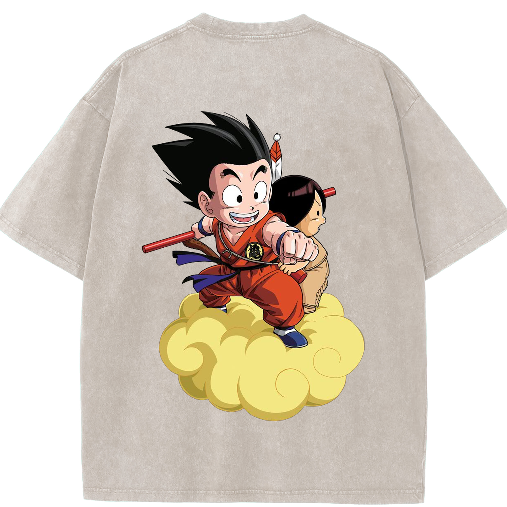 （画像用） ドラゴンボール 孫悟空（そん ごくう）Son Goku カカロット DRAGON BALL Kakarotto 綿100% ヴィンテージ風 半袖Tシャツ（背面プリント）