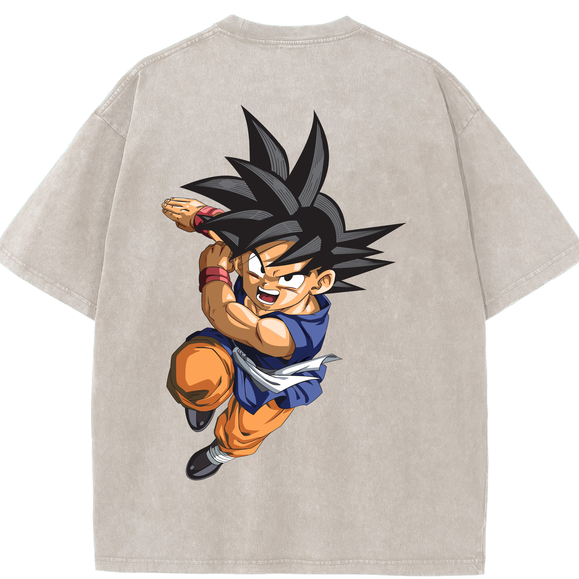 （画像用） ドラゴンボール 孫悟空（そん ごくう）Son Goku カカロット DRAGON BALL Kakarotto 綿100% ヴィンテージ風 半袖Tシャツ（背面プリント）