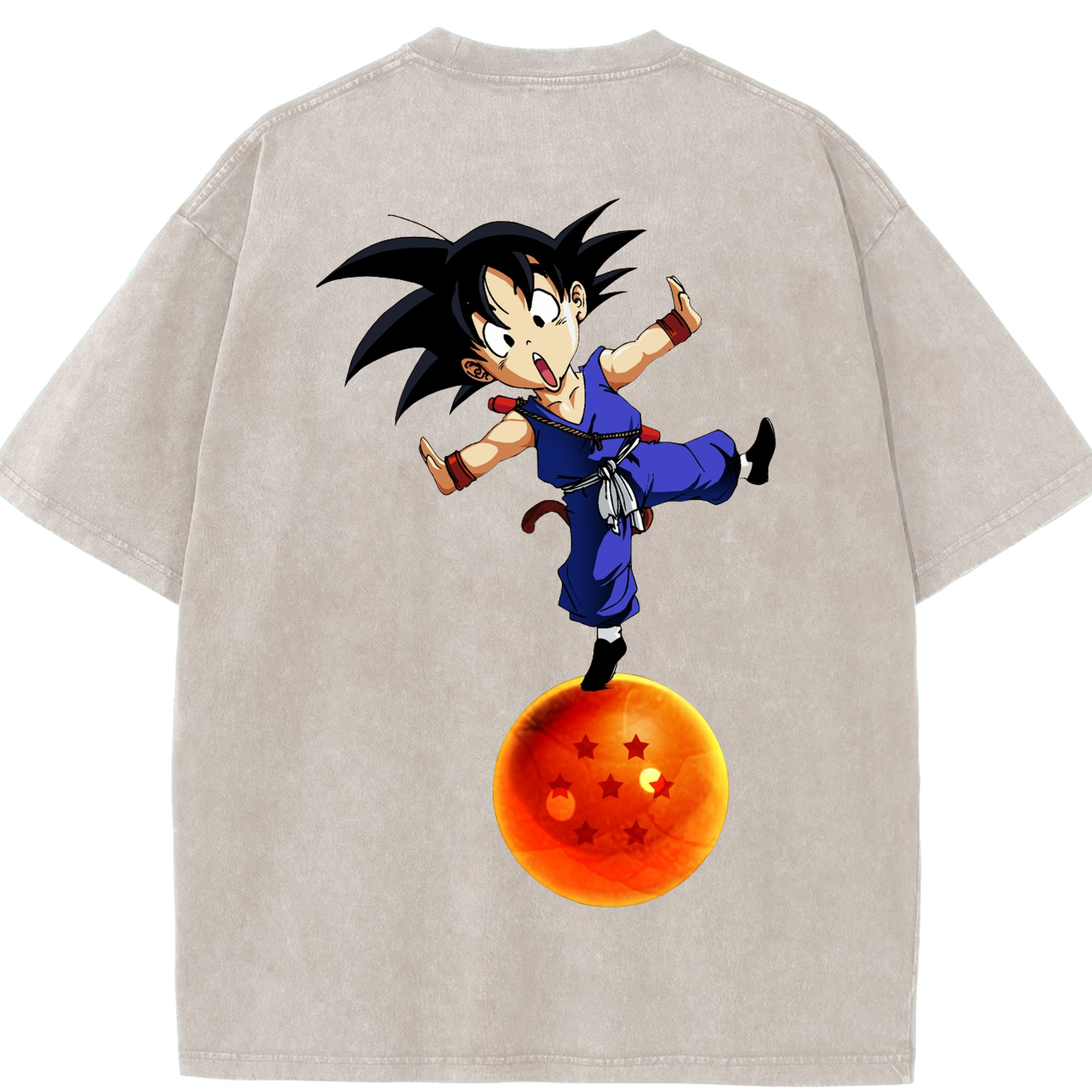 （画像用） ドラゴンボール 孫悟空（そん ごくう）Son Goku カカロット DRAGON BALL Kakarotto 綿100% ヴィンテージ風 半袖Tシャツ（背面プリント）