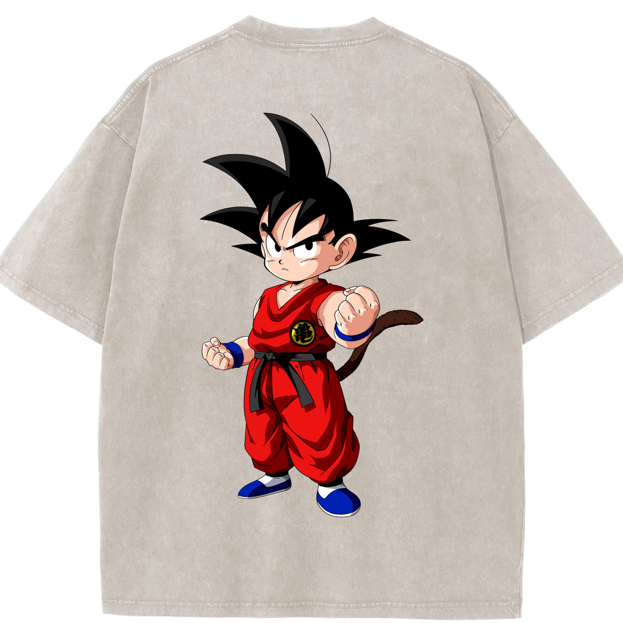 （画像用） ドラゴンボール 孫悟空（そん ごくう）Son Goku カカロット DRAGON BALL Kakarotto 綿100% ヴィンテージ風 半袖Tシャツ（背面プリント）