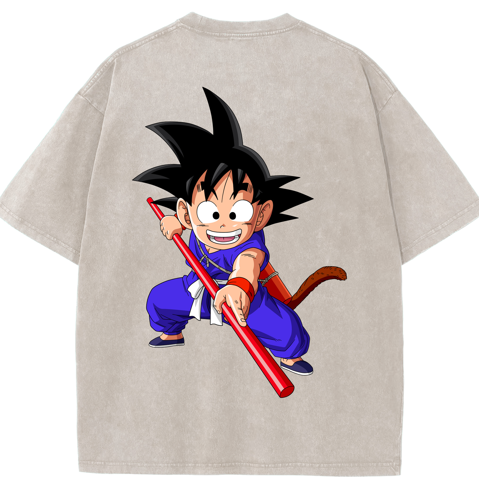（画像用） ドラゴンボール 孫悟空（そん ごくう）Son Goku カカロット DRAGON BALL Kakarotto 綿100% ヴィンテージ風 半袖Tシャツ（背面プリント）