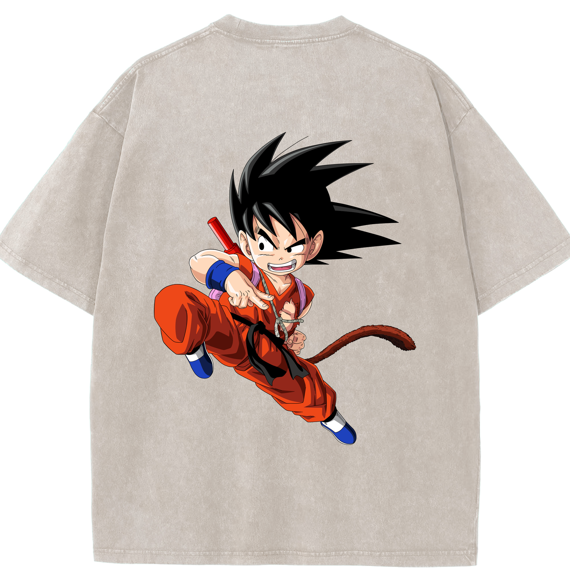（画像用） ドラゴンボール 孫悟空（そん ごくう）Son Goku カカロット DRAGON BALL Kakarotto 綿100% ヴィンテージ風 半袖Tシャツ（背面プリント）