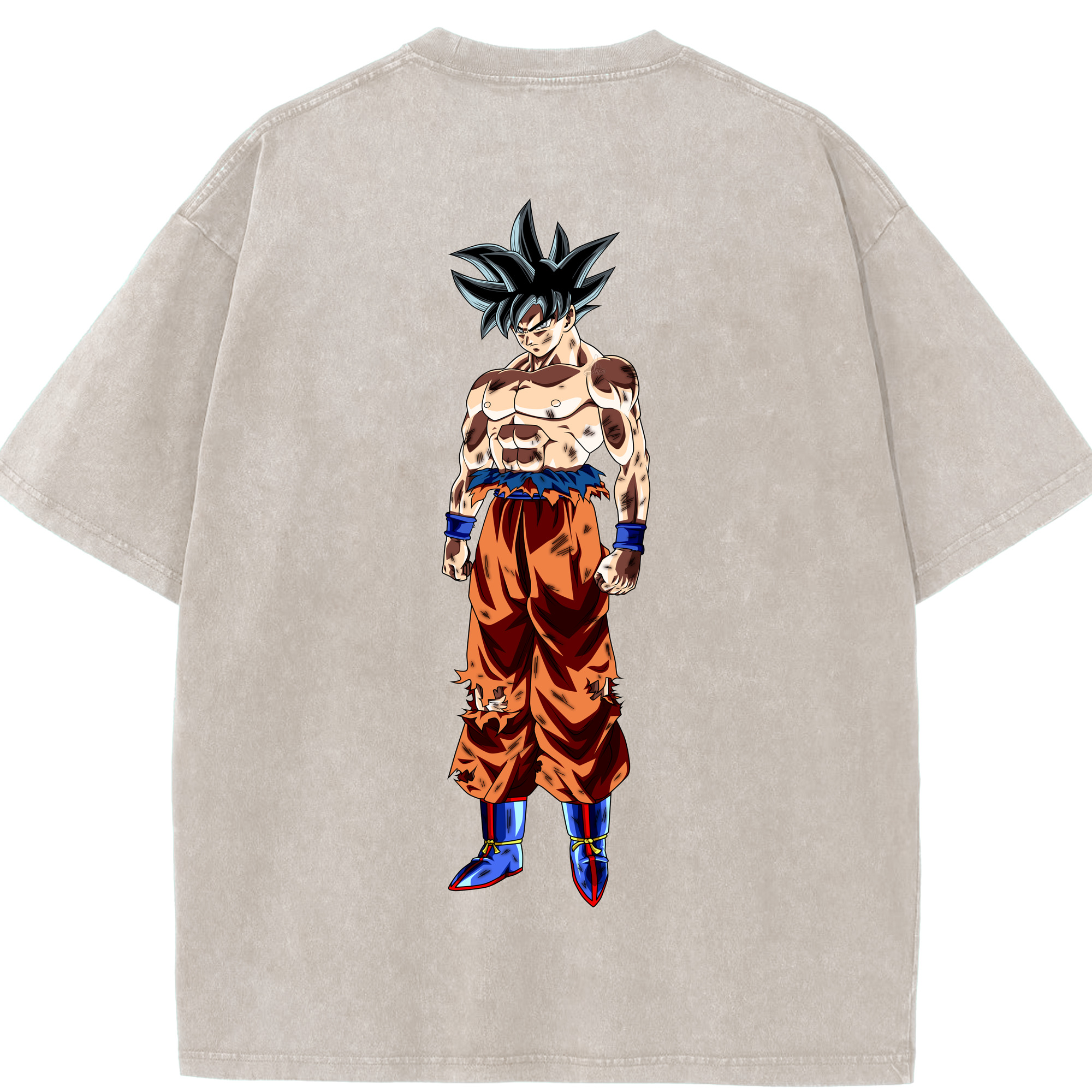 （画像用） ドラゴンボール 孫悟空（そん ごくう）Son Goku カカロット DRAGON BALL Kakarotto 綿100% ヴィンテージ風 半袖Tシャツ（背面プリント）