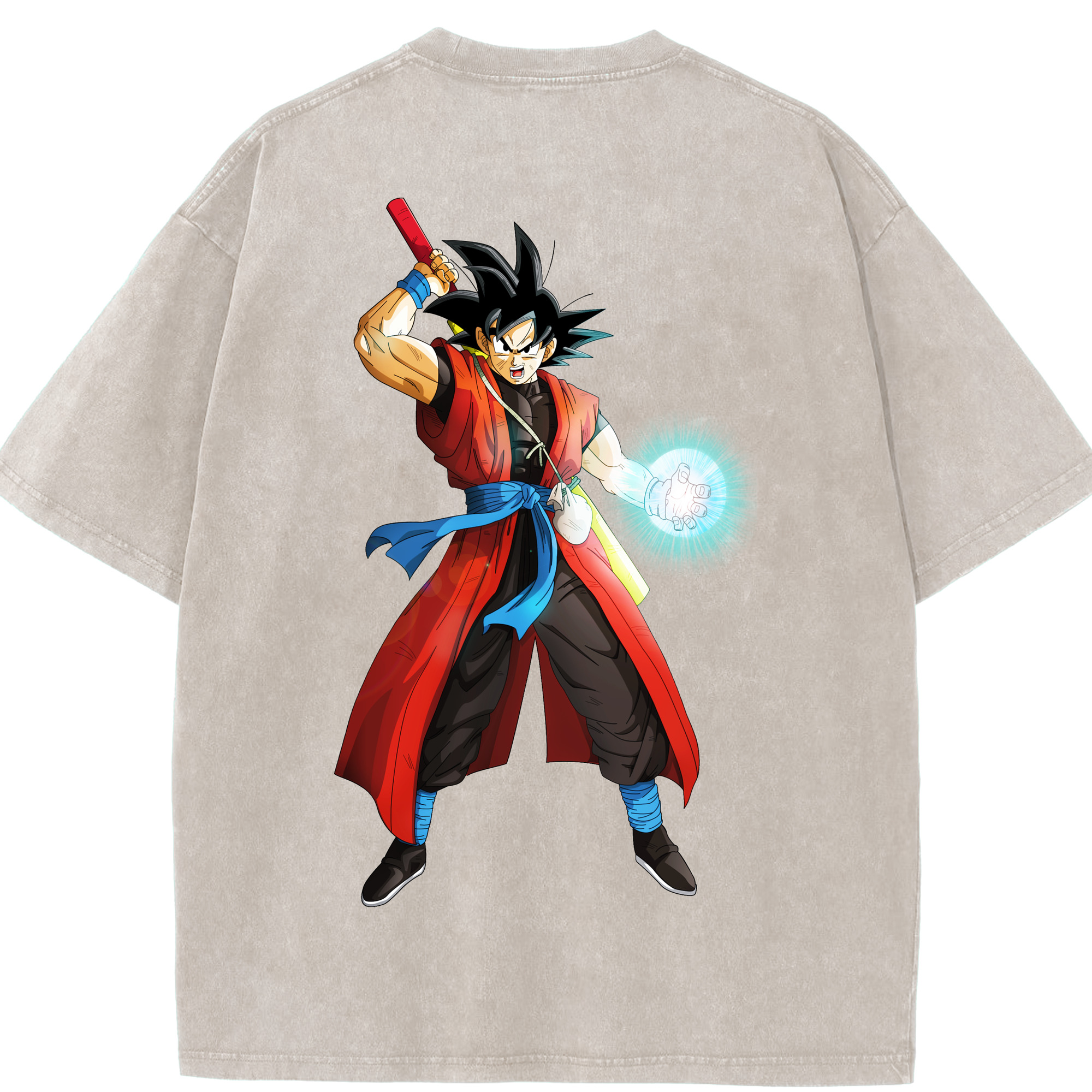 （画像用） ドラゴンボール 孫悟空（そん ごくう）Son Goku カカロット DRAGON BALL Kakarotto 綿100% ヴィンテージ風 半袖Tシャツ（背面プリント）