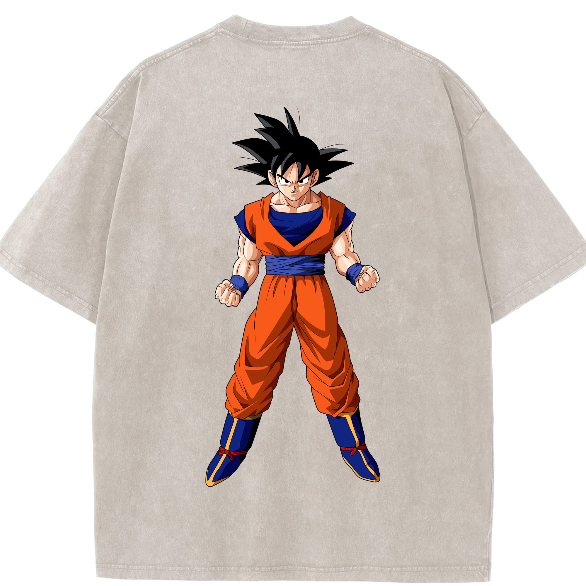 （画像用） ドラゴンボール 孫悟空（そん ごくう）Son Goku カカロット DRAGON BALL Kakarotto 綿100% ヴィンテージ風 半袖Tシャツ（背面プリント）
