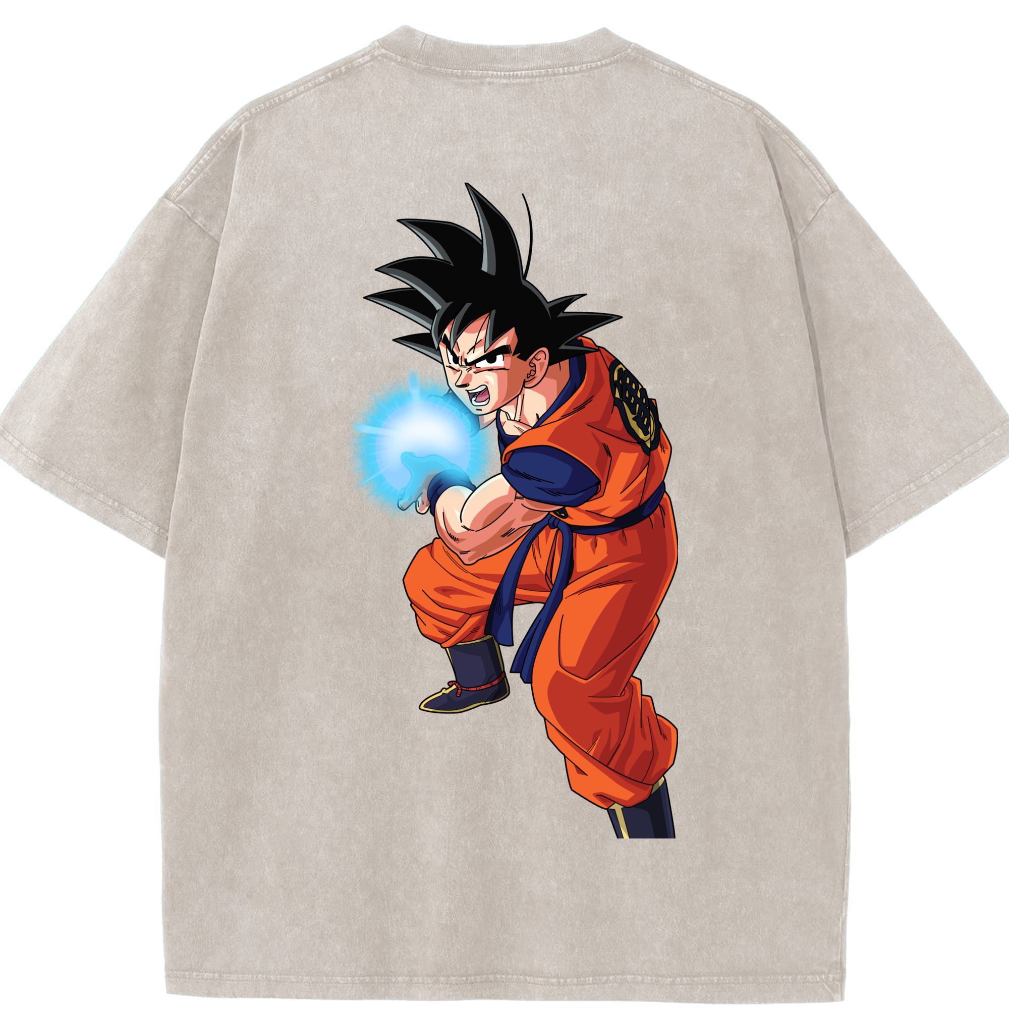 （画像用） ドラゴンボール 孫悟空（そん ごくう）Son Goku カカロット DRAGON BALL Kakarotto 綿100% ヴィンテージ風 半袖Tシャツ（背面プリント）