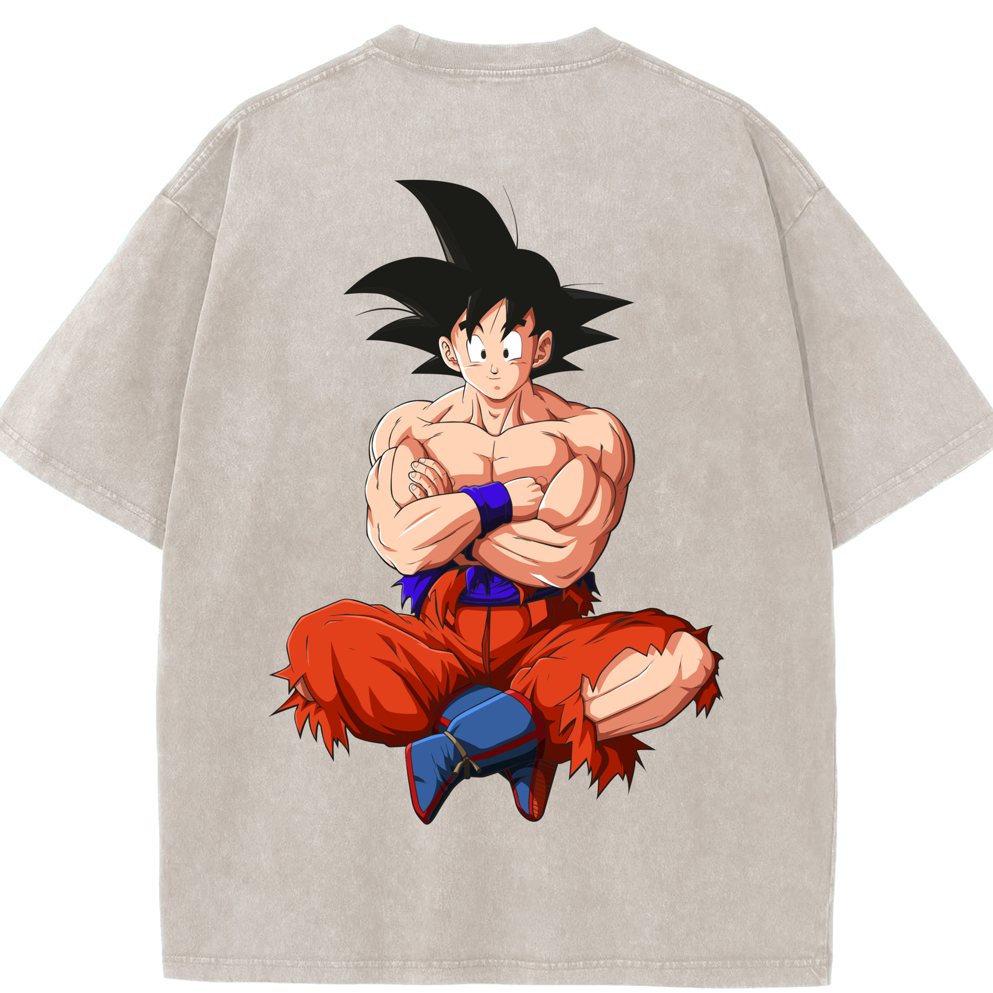 （画像用） ドラゴンボール 孫悟空（そん ごくう）Son Goku カカロット DRAGON BALL Kakarotto 綿100% ヴィンテージ風 半袖Tシャツ（背面プリント）