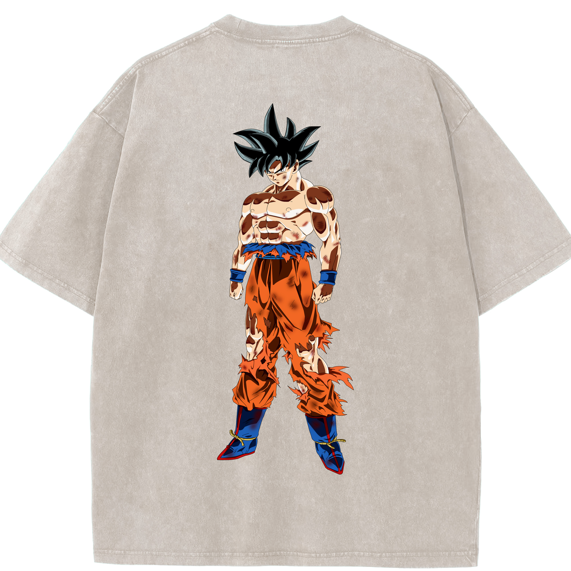 （画像用） ドラゴンボール 孫悟空（そん ごくう）Son Goku カカロット DRAGON BALL Kakarotto 綿100% ヴィンテージ風 半袖Tシャツ（背面プリント）