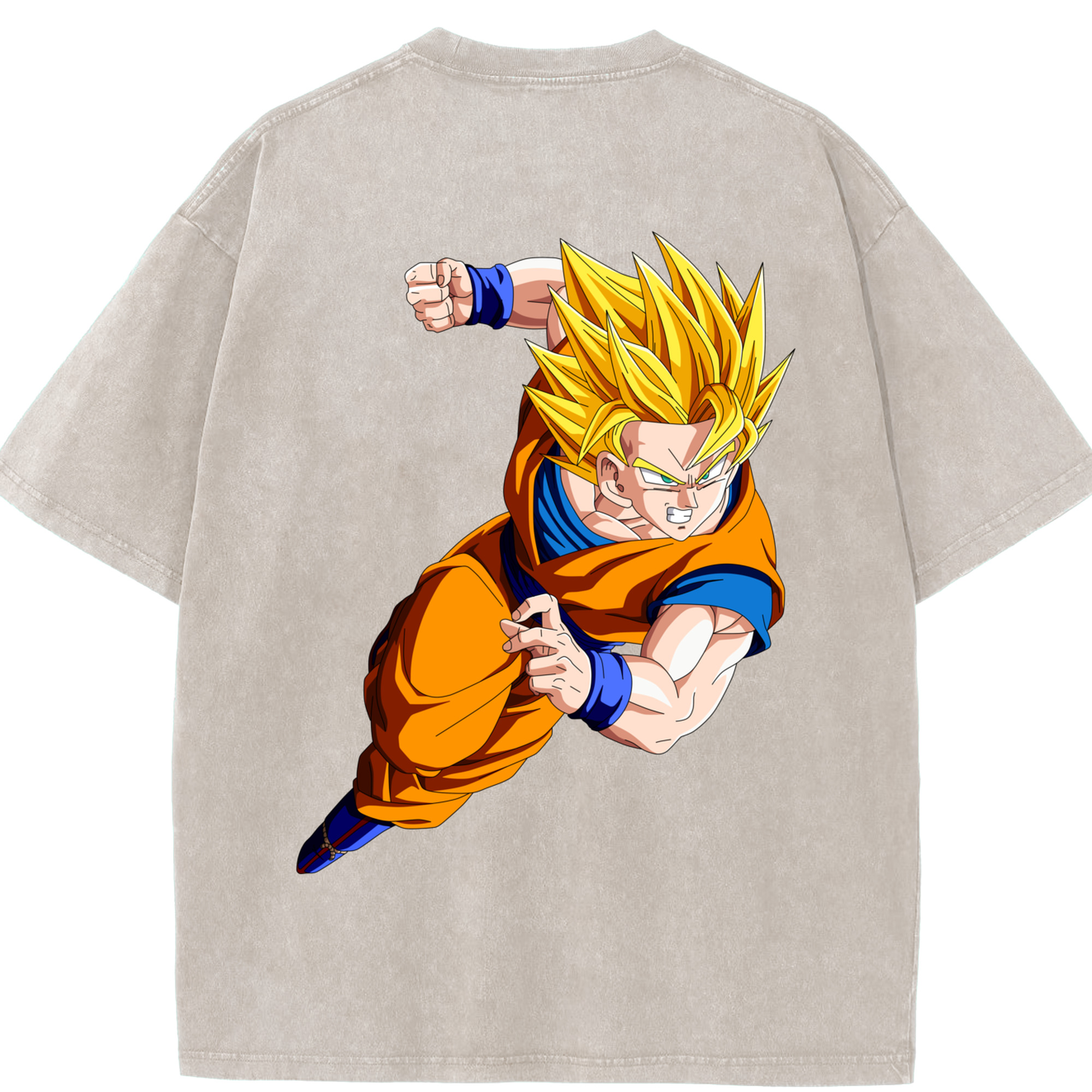 （画像用） ドラゴンボール 孫悟空（そん ごくう）Son Goku カカロット DRAGON BALL Kakarotto 綿100% ヴィンテージ風 半袖Tシャツ（背面プリント）