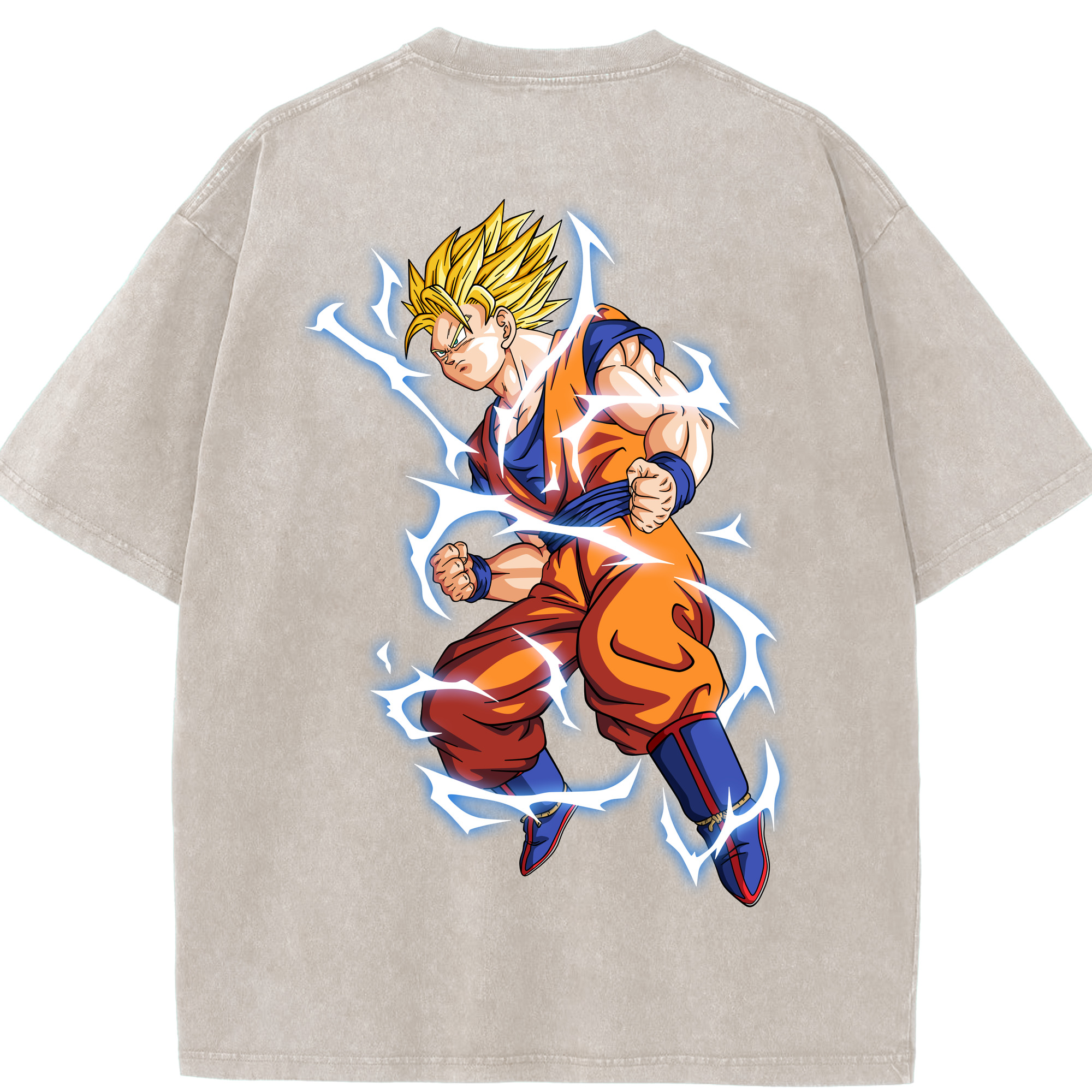 （画像用） ドラゴンボール 孫悟空（そん ごくう）Son Goku カカロット DRAGON BALL Kakarotto 綿100% ヴィンテージ風 半袖Tシャツ（背面プリント）