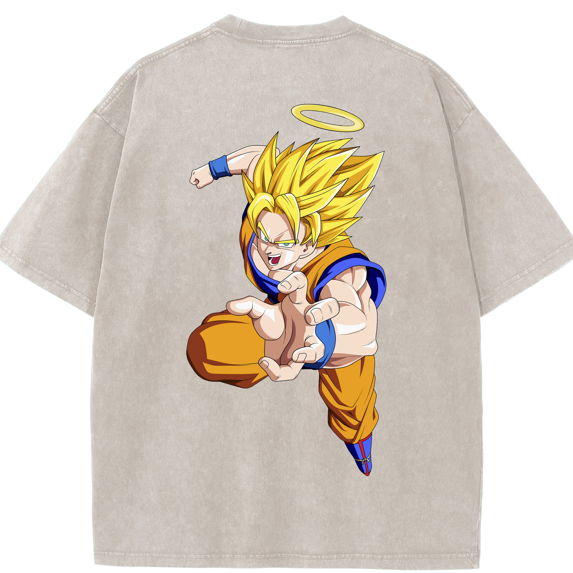 （画像用） ドラゴンボール 孫悟空（そん ごくう）Son Goku カカロット DRAGON BALL Kakarotto 綿100% ヴィンテージ風 半袖Tシャツ（背面プリント）