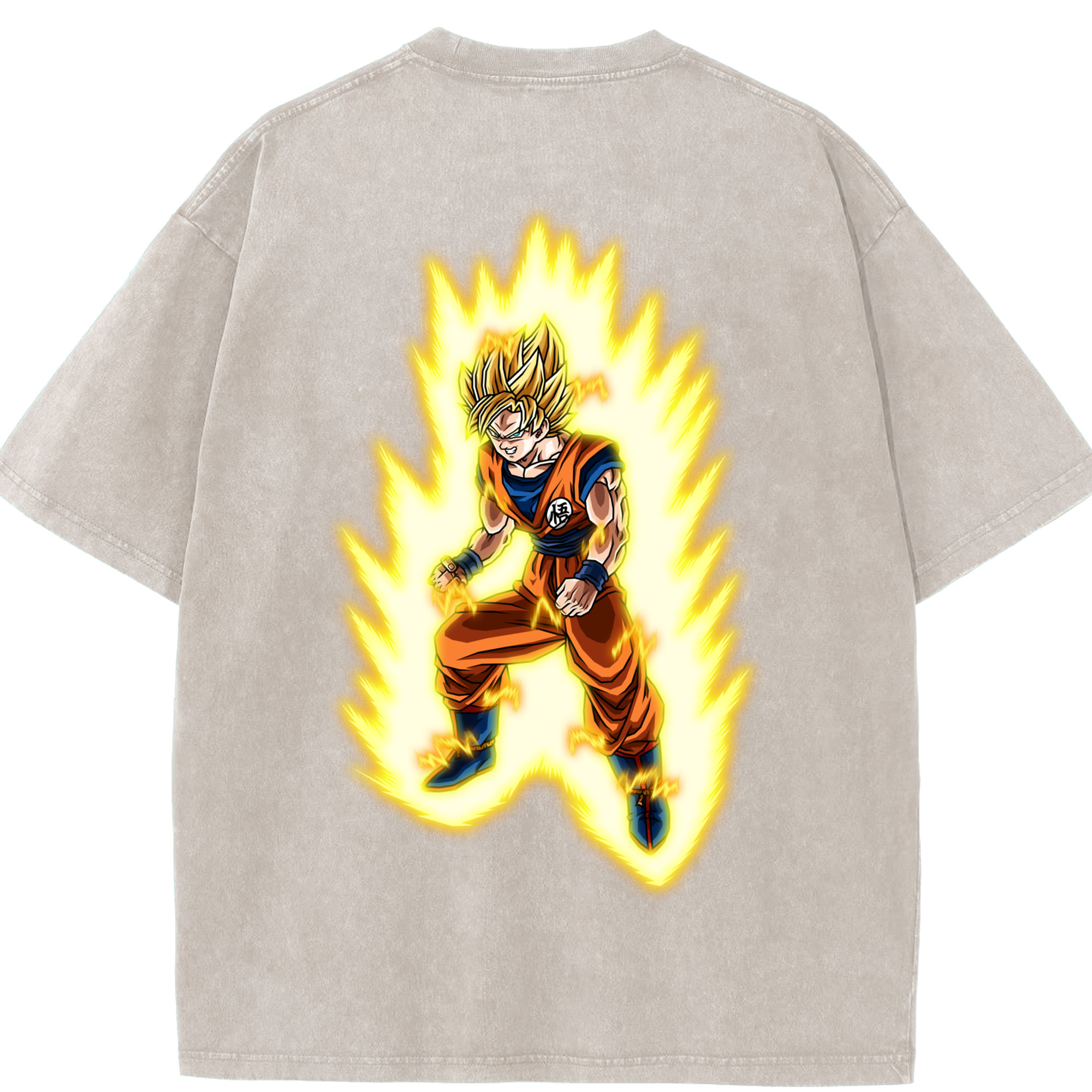 （画像用） ドラゴンボール 孫悟空（そん ごくう）Son Goku カカロット DRAGON BALL Kakarotto 綿100% ヴィンテージ風 半袖Tシャツ（背面プリント）