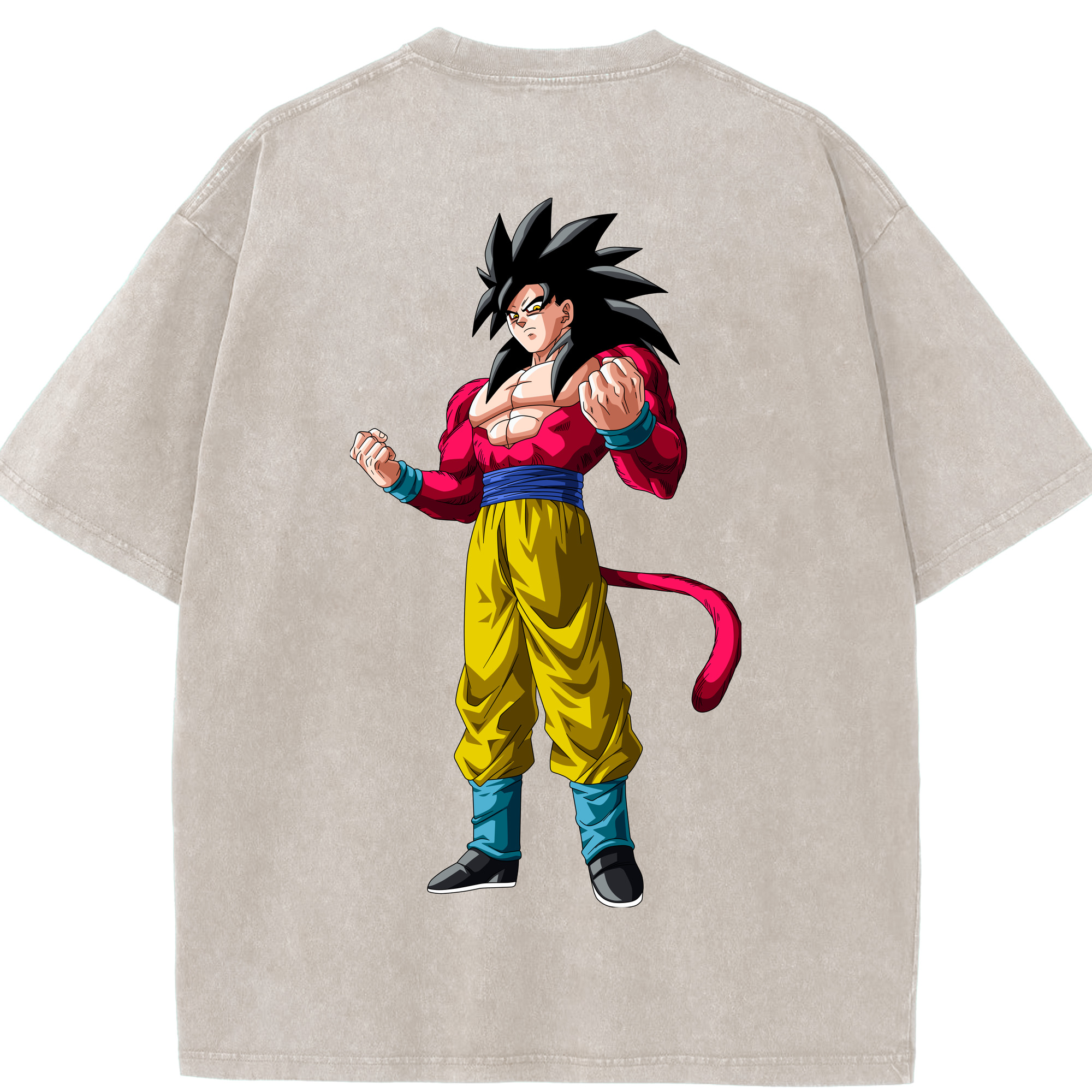 （画像用） ドラゴンボール 孫悟空（そん ごくう）Son Goku カカロット DRAGON BALL Kakarotto 綿100% ヴィンテージ風 半袖Tシャツ（背面プリント）