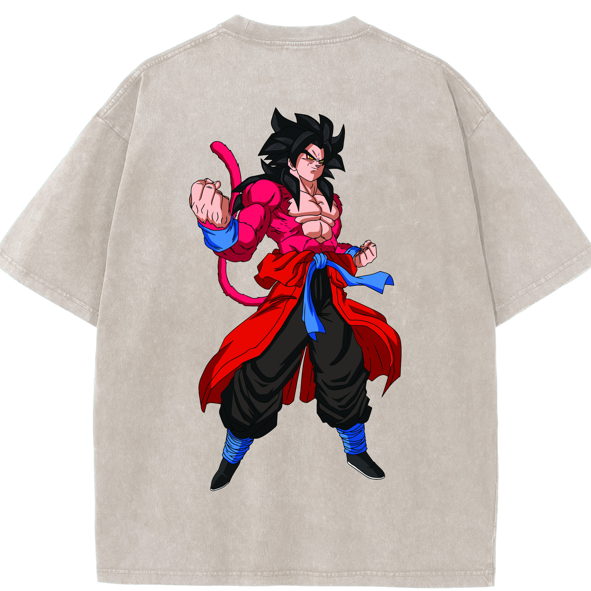 （画像用） ドラゴンボール 孫悟空（そん ごくう）Son Goku カカロット DRAGON BALL Kakarotto 綿100% ヴィンテージ風 半袖Tシャツ（背面プリント）