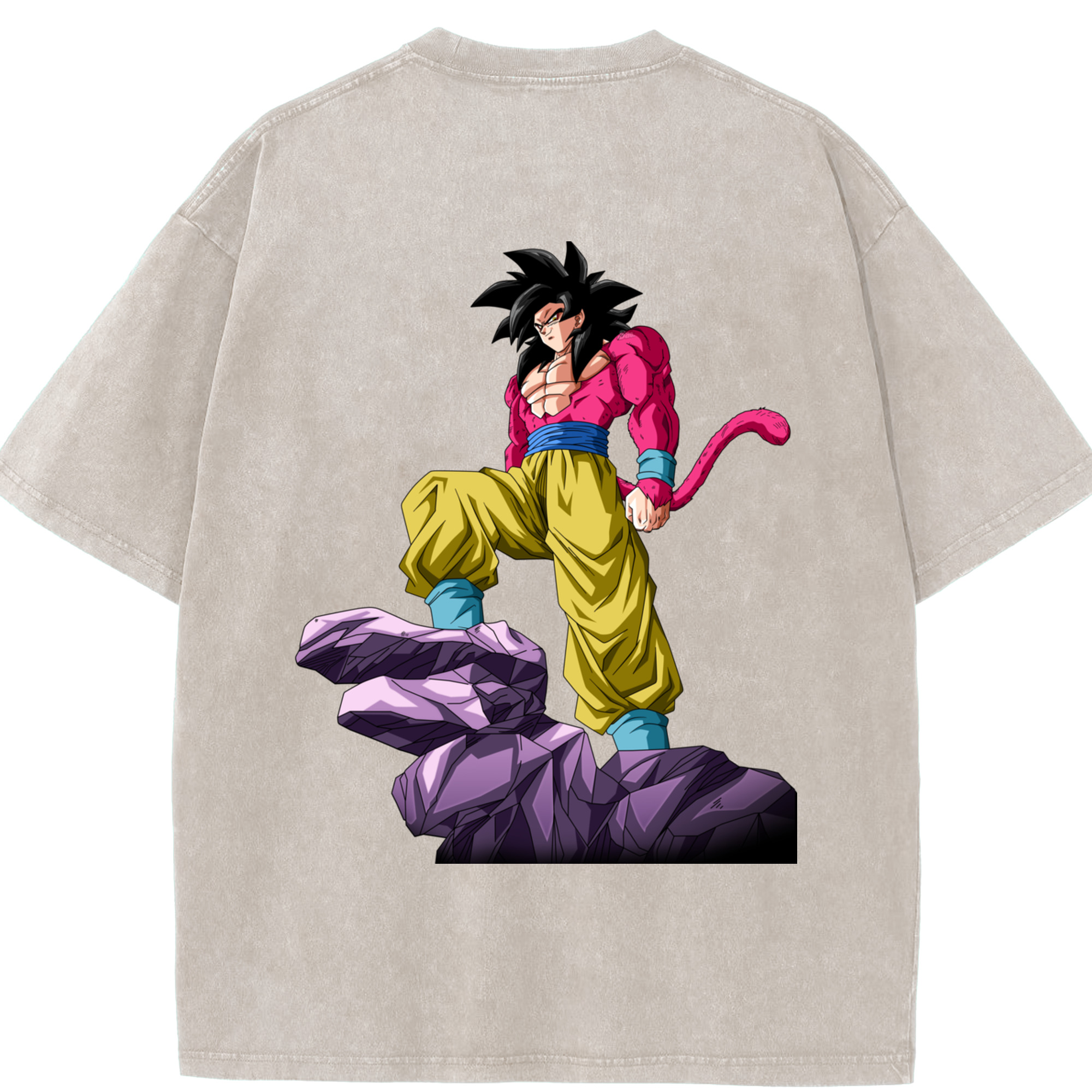 （画像用） ドラゴンボール 孫悟空（そん ごくう）Son Goku カカロット DRAGON BALL Kakarotto 綿100% ヴィンテージ風 半袖Tシャツ（背面プリント）