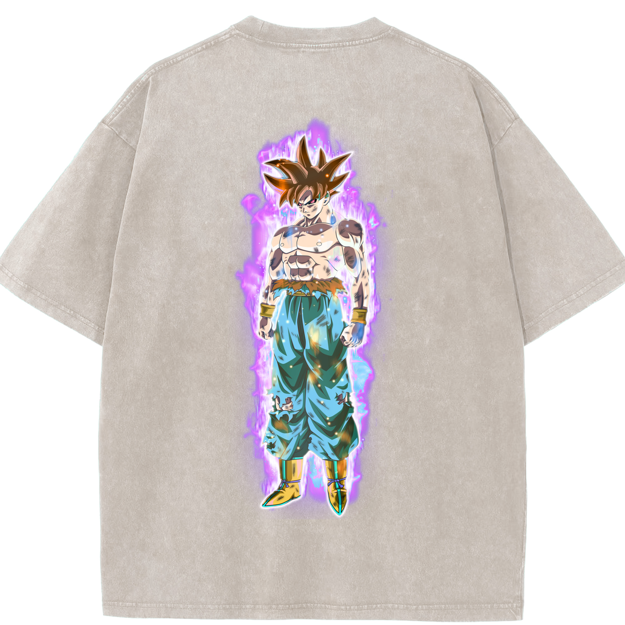 （画像用） ドラゴンボール 孫悟空（そん ごくう）Son Goku カカロット DRAGON BALL Kakarotto 綿100% ヴィンテージ風 半袖Tシャツ（背面プリント）