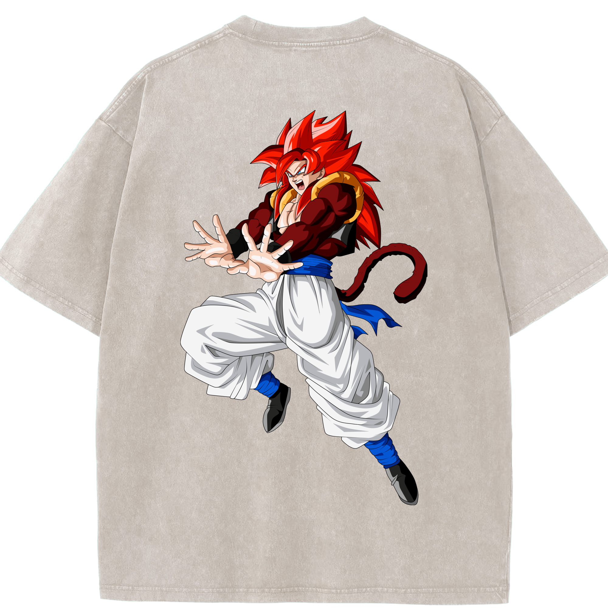 （画像用） ドラゴンボール 孫悟空（そん ごくう）Son Goku カカロット DRAGON BALL Kakarotto 綿100% ヴィンテージ風 半袖Tシャツ（背面プリント）