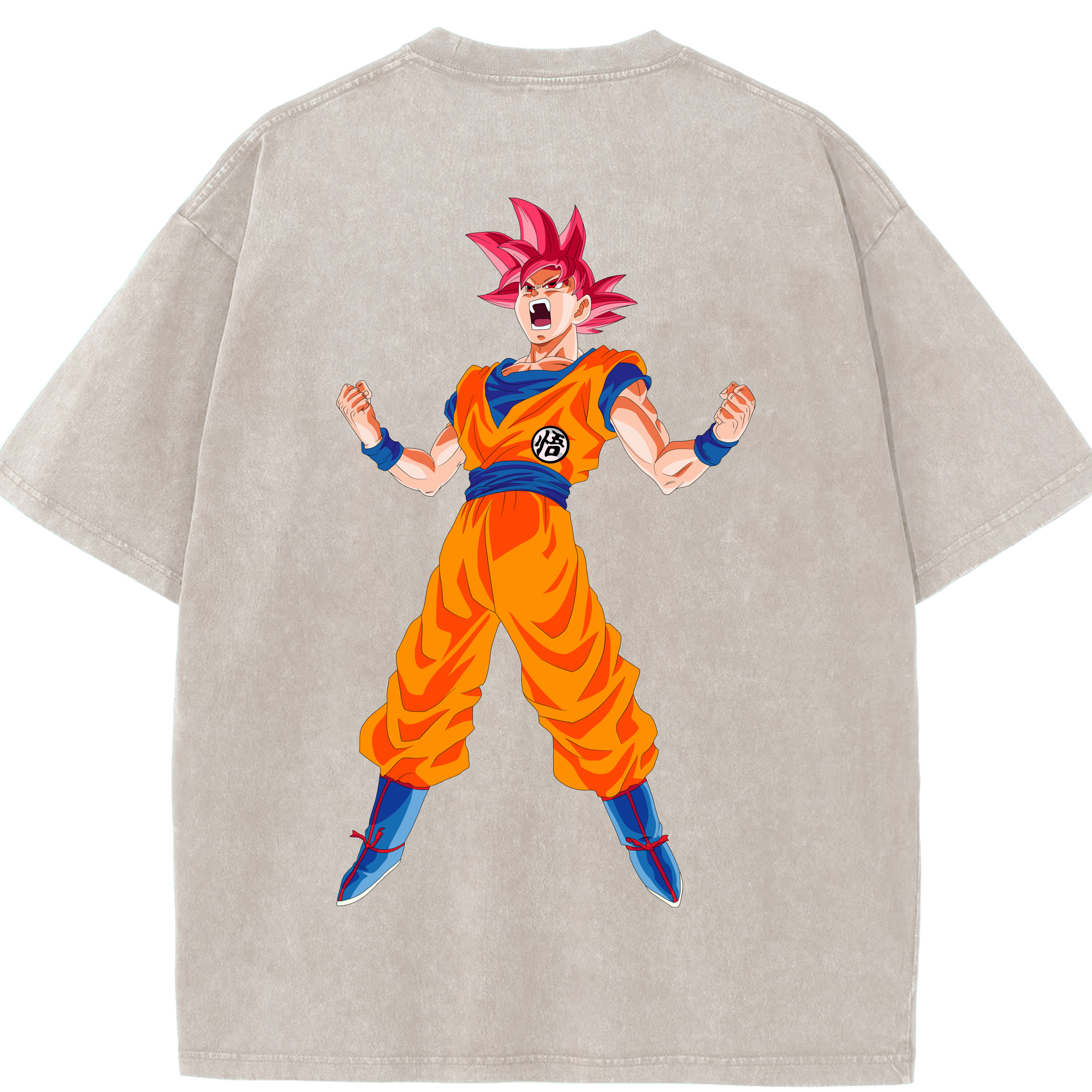 （画像用） ドラゴンボール 孫悟空（そん ごくう）Son Goku カカロット DRAGON BALL Kakarotto 綿100% ヴィンテージ風 半袖Tシャツ（背面プリント）