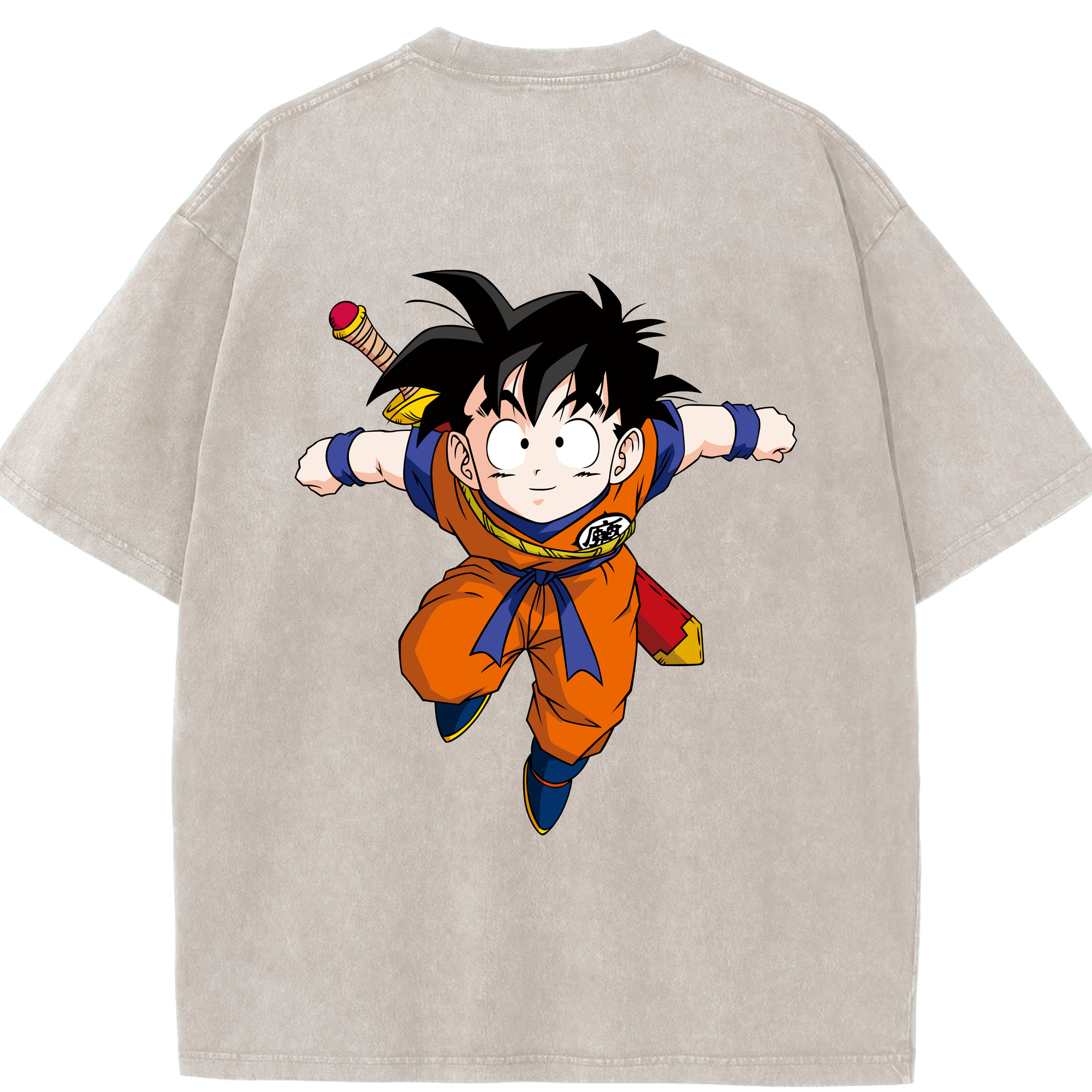 （画像用） ドラゴンボール 孫悟空（そん ごくう）Son Goku カカロット DRAGON BALL Kakarotto 綿100% ヴィンテージ風 半袖Tシャツ（背面プリント）