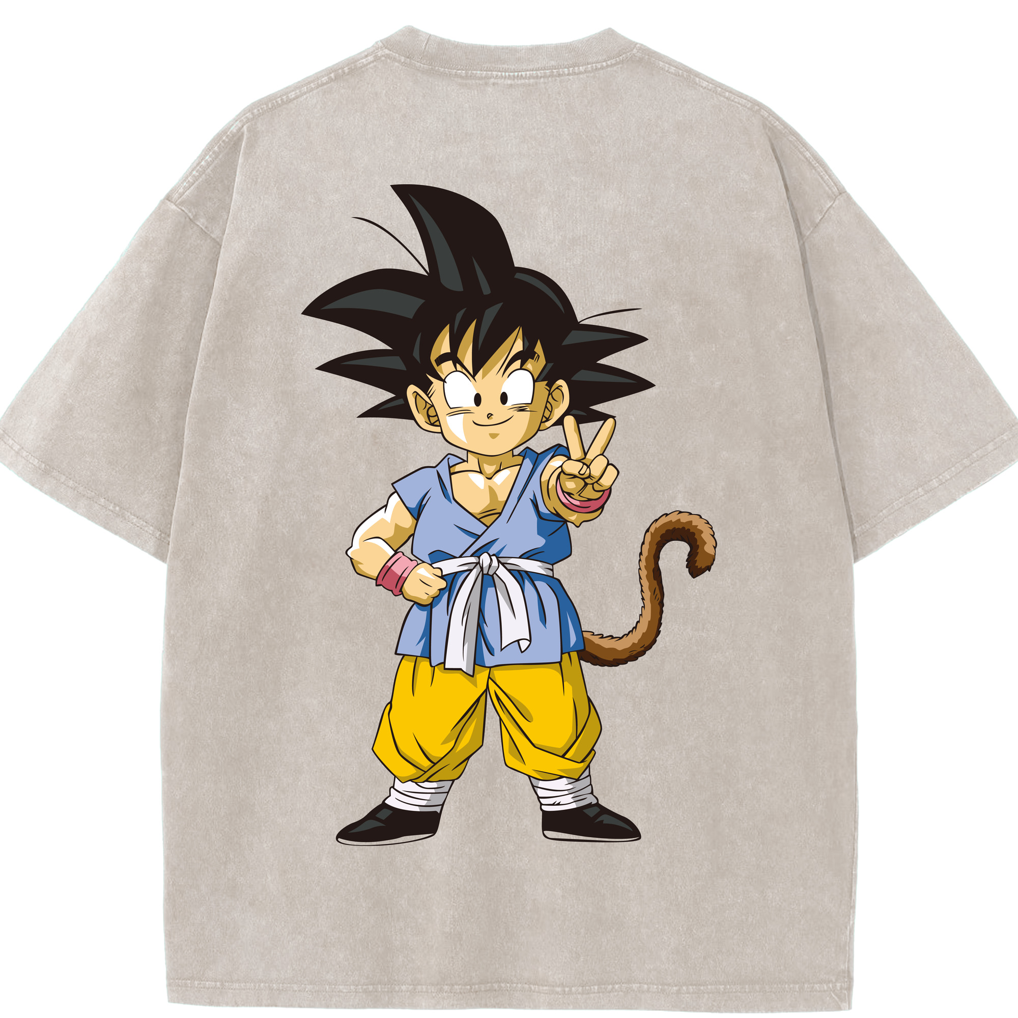 （画像用） ドラゴンボール 孫悟空（そん ごくう）Son Goku カカロット DRAGON BALL Kakarotto 綿100% ヴィンテージ風 半袖Tシャツ（背面プリント）
