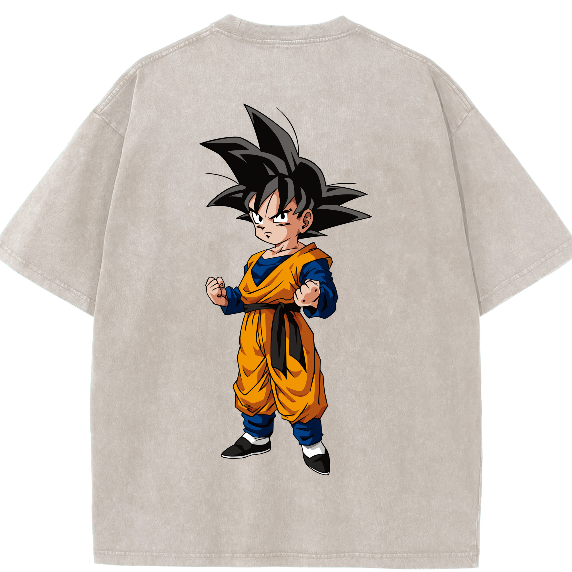 （画像用） ドラゴンボール 孫悟空（そん ごくう）Son Goku カカロット DRAGON BALL Kakarotto 綿100% ヴィンテージ風 半袖Tシャツ（背面プリント）