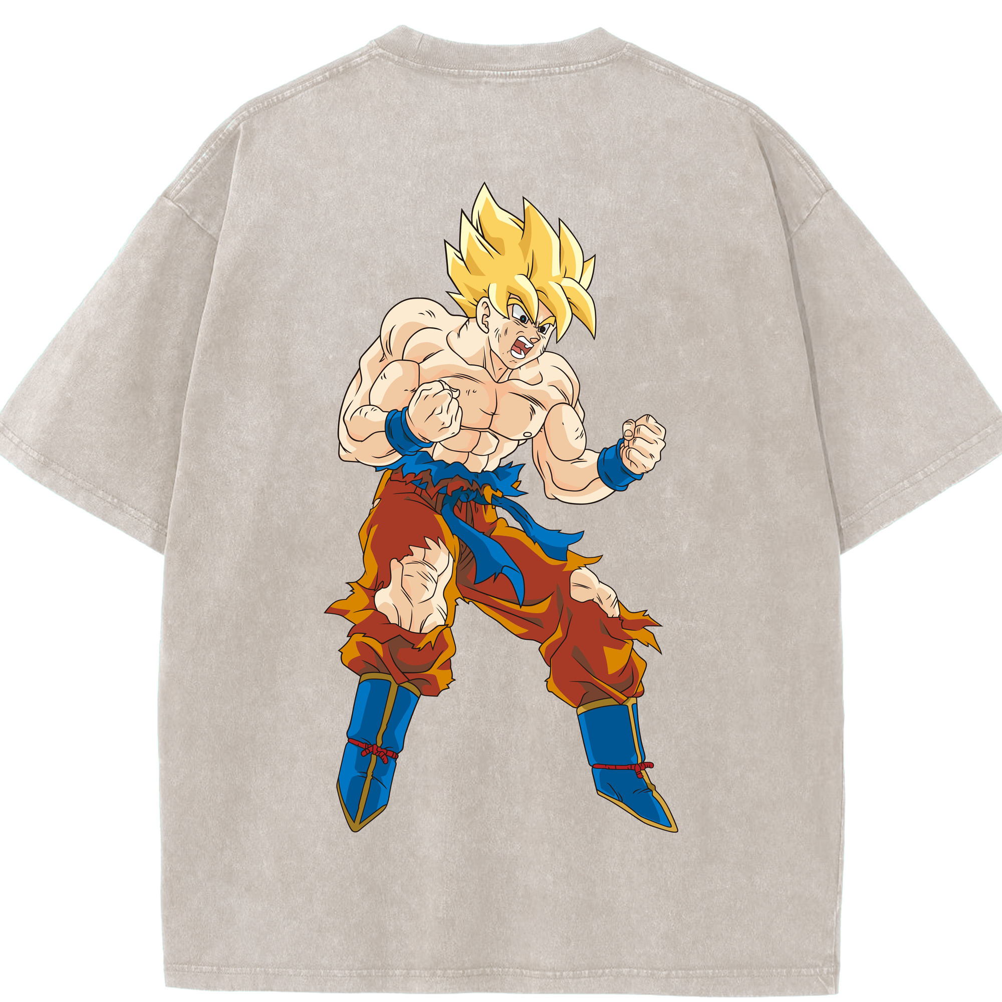 （画像用） ドラゴンボール 孫悟空（そん ごくう）Son Goku カカロット DRAGON BALL Kakarotto 綿100% ヴィンテージ風 半袖Tシャツ（背面プリント）