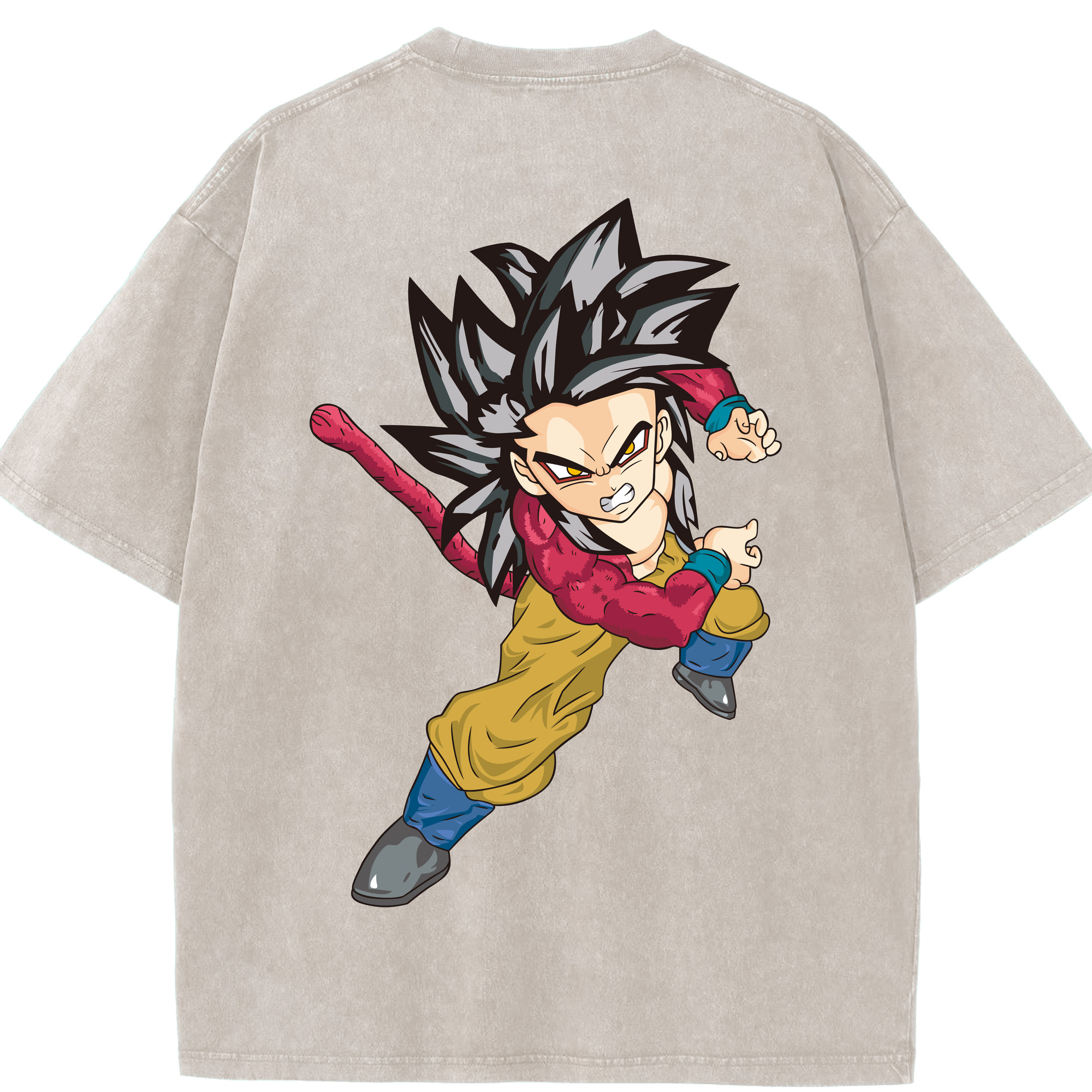 （画像用） ドラゴンボール 孫悟空（そん ごくう）Son Goku カカロット DRAGON BALL Kakarotto 綿100% ヴィンテージ風 半袖Tシャツ（背面プリント）