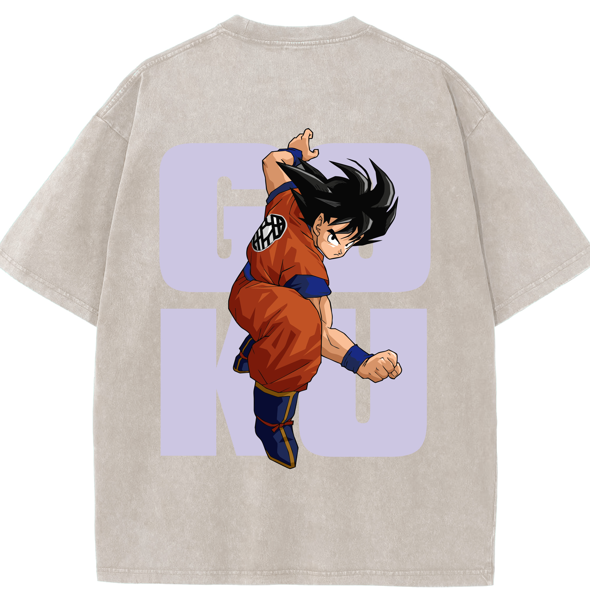 （画像用） ドラゴンボール 孫悟空（そん ごくう）Son Goku カカロット DRAGON BALL Kakarotto 綿100% ヴィンテージ風 半袖Tシャツ（背面プリント）