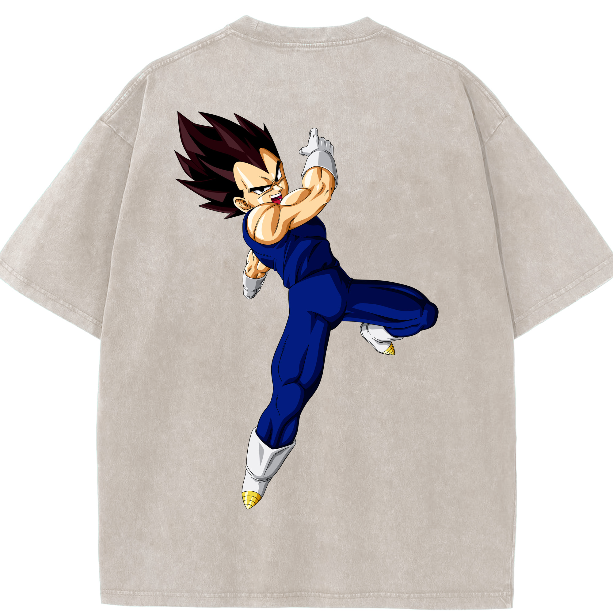 （画像用） ドラゴンボール ベジータ四世（Bejīta Yonsei）DRAGON BALL Vegeta IV 綿100% ヴィンテージ風 半袖Tシャツ（背面プリント）